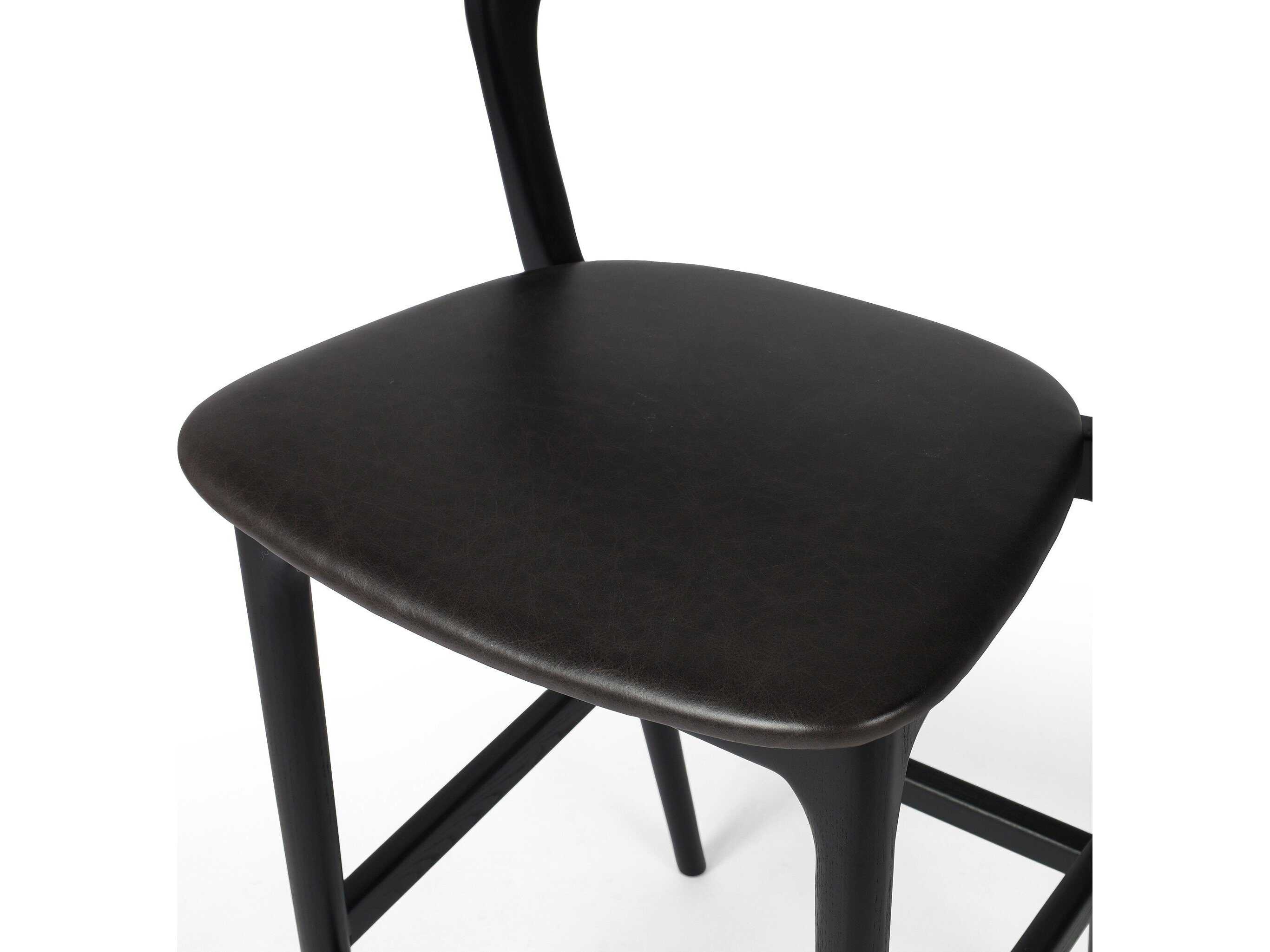 Four Hands Allston Amare Sonoma Black Leather Ash Wood Bar Stool