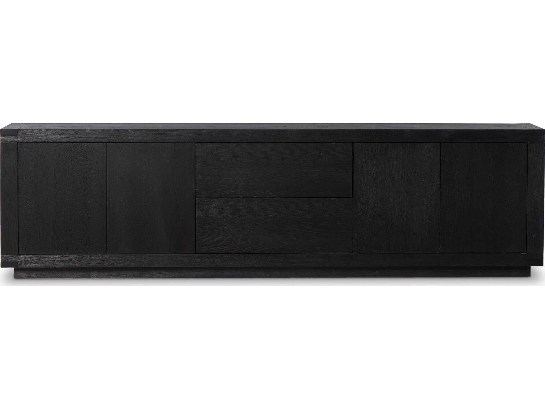Four Hands Bennett 94" Oak Wood Worn Black Veneer Media Console