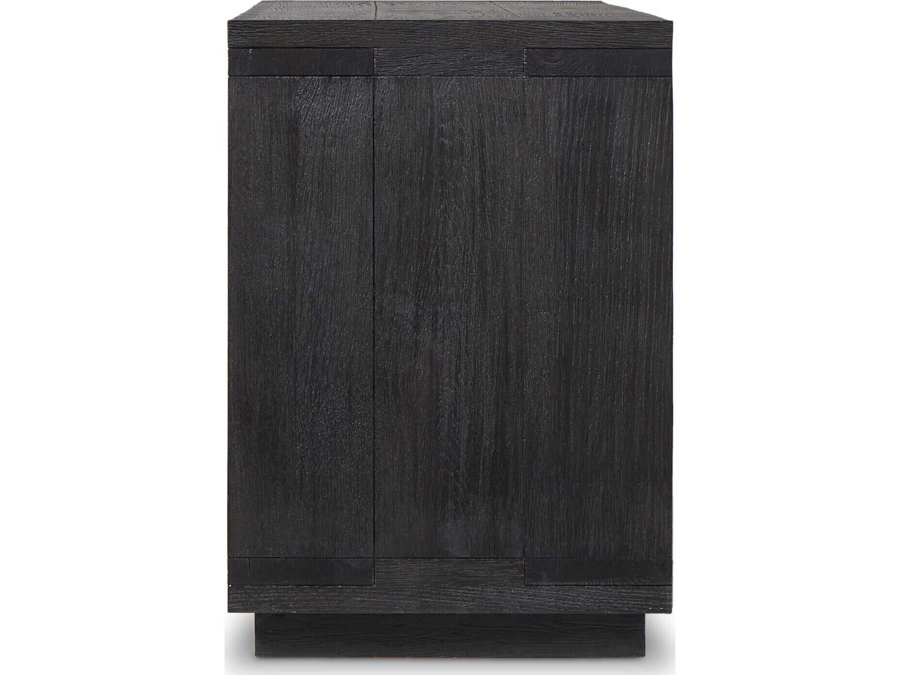 Four Hands Bennett 94" Oak Wood Worn Black Veneer Media Console