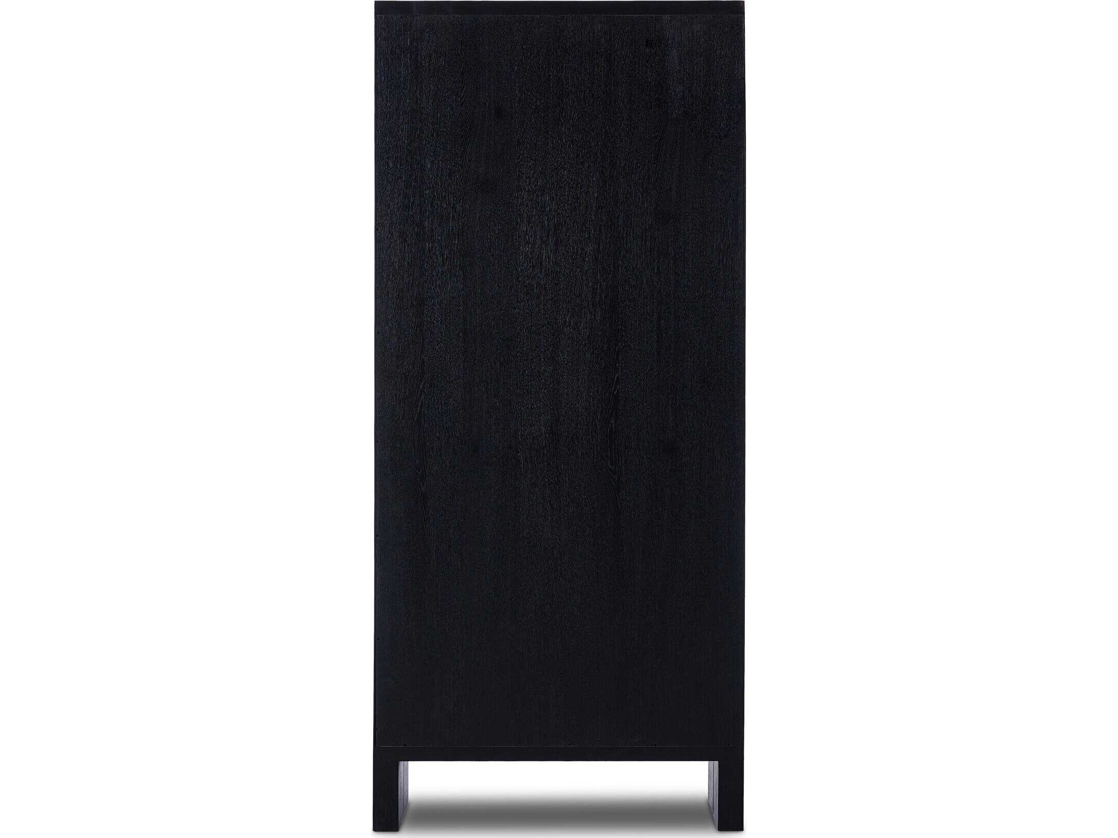 Four Hands Bennett Oak Wood Worn Black Veneer Display Cabinet