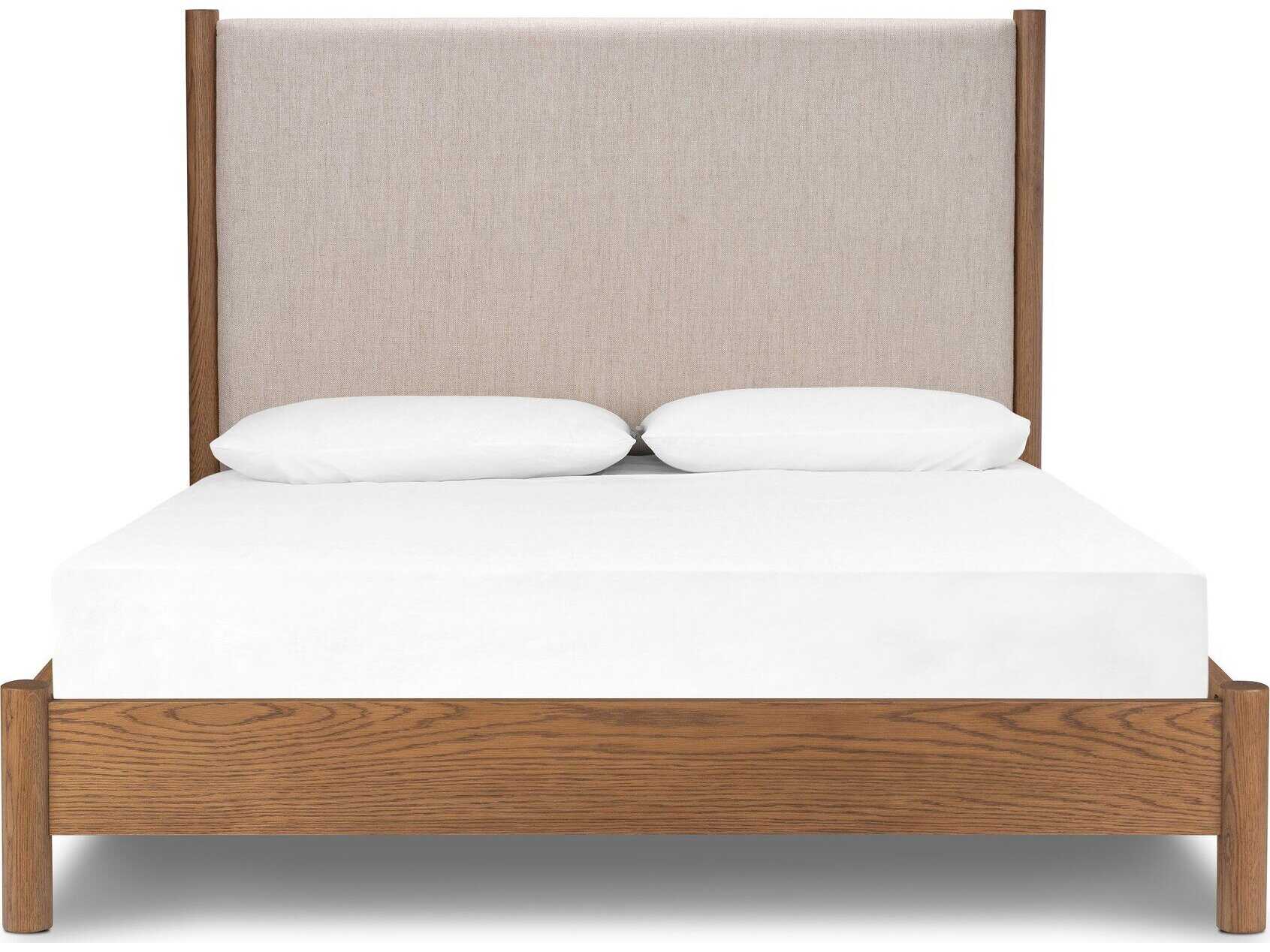 Four Hands Bolton Roark Beige Oak Wood Upholstered King Platform Bed