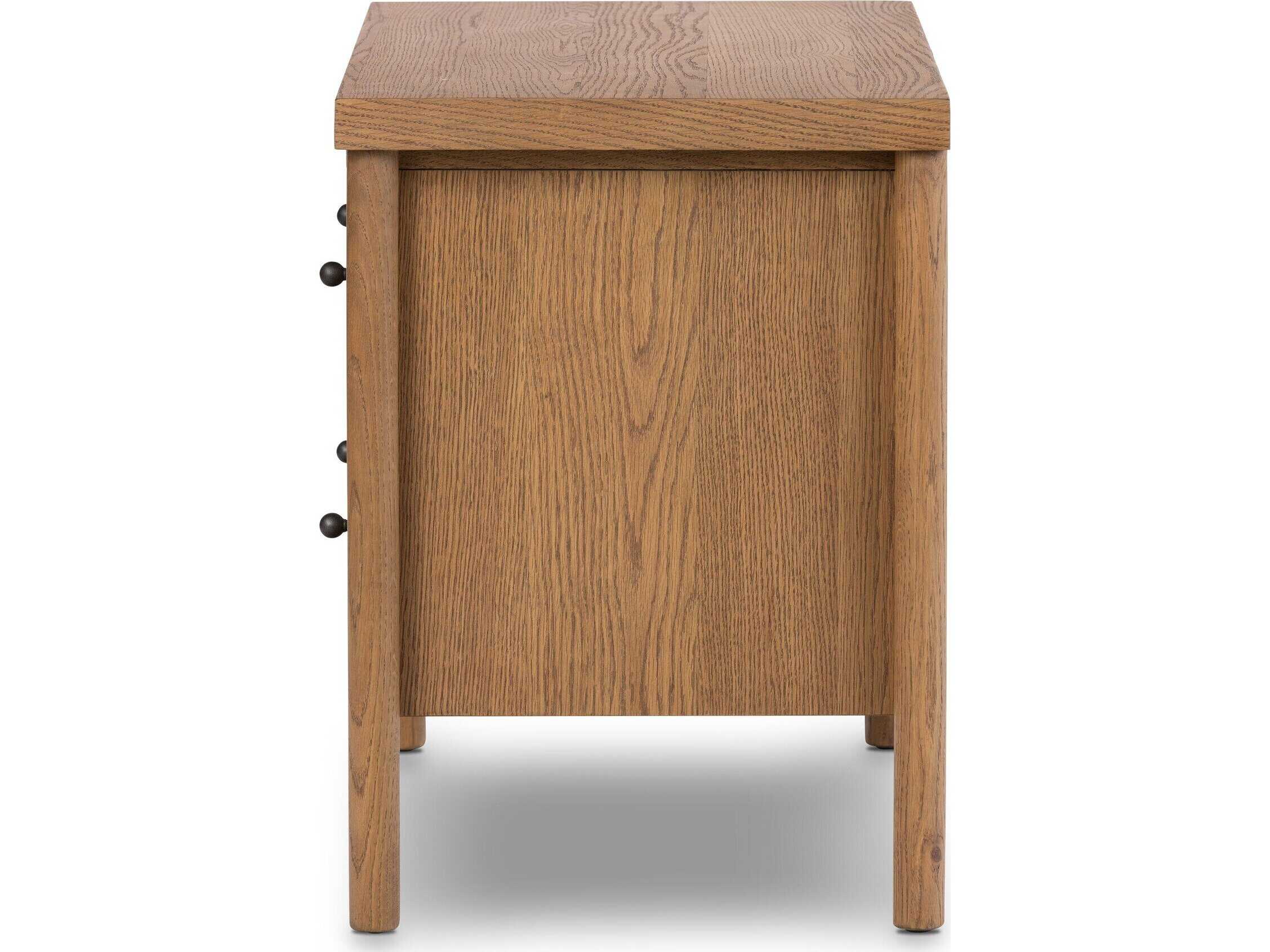 Four Hands Bolton Roark 2-Drawers Brown Oak Wood Nightstand