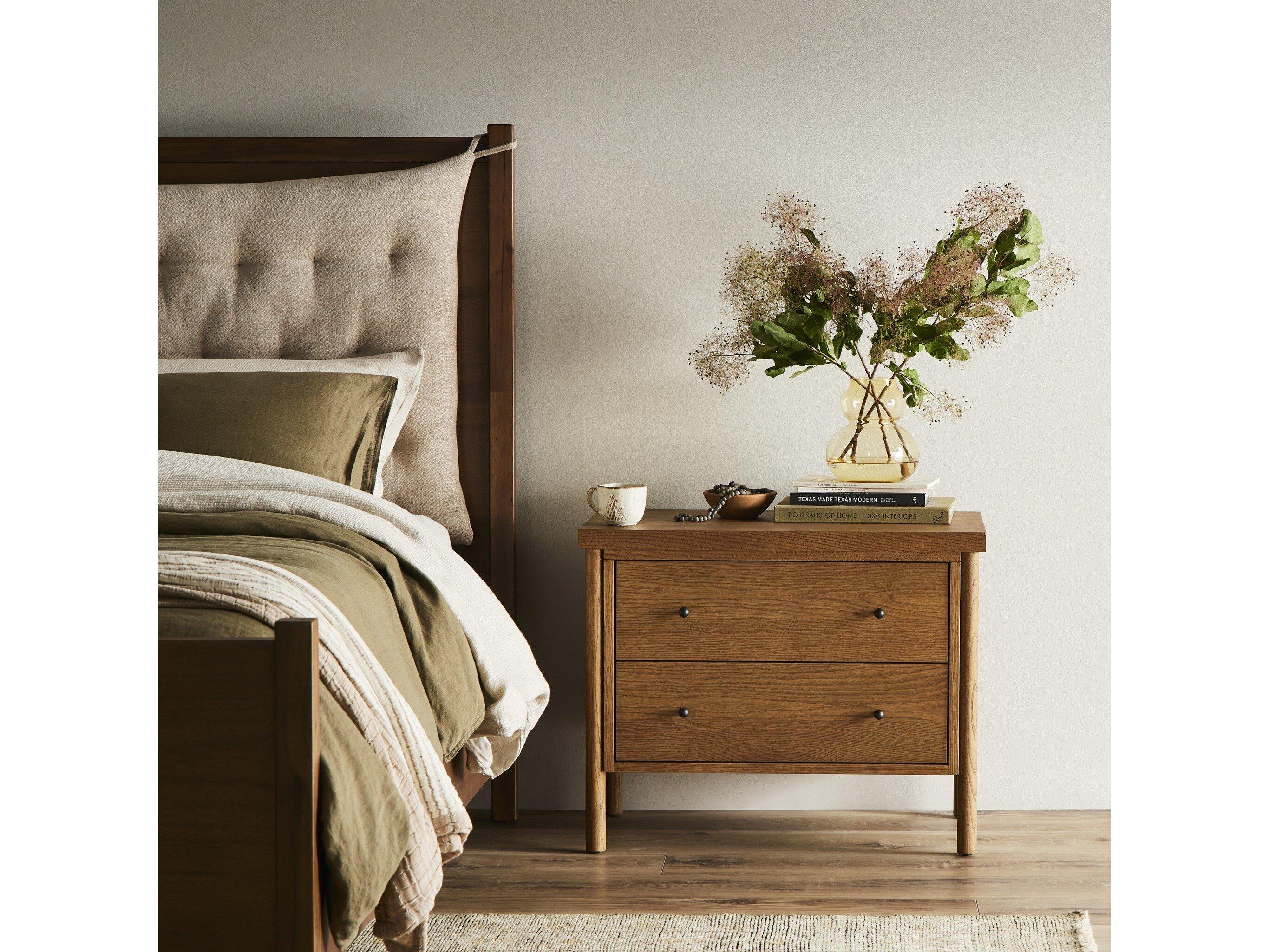 Four Hands Bolton Roark 2-Drawers Brown Oak Wood Nightstand