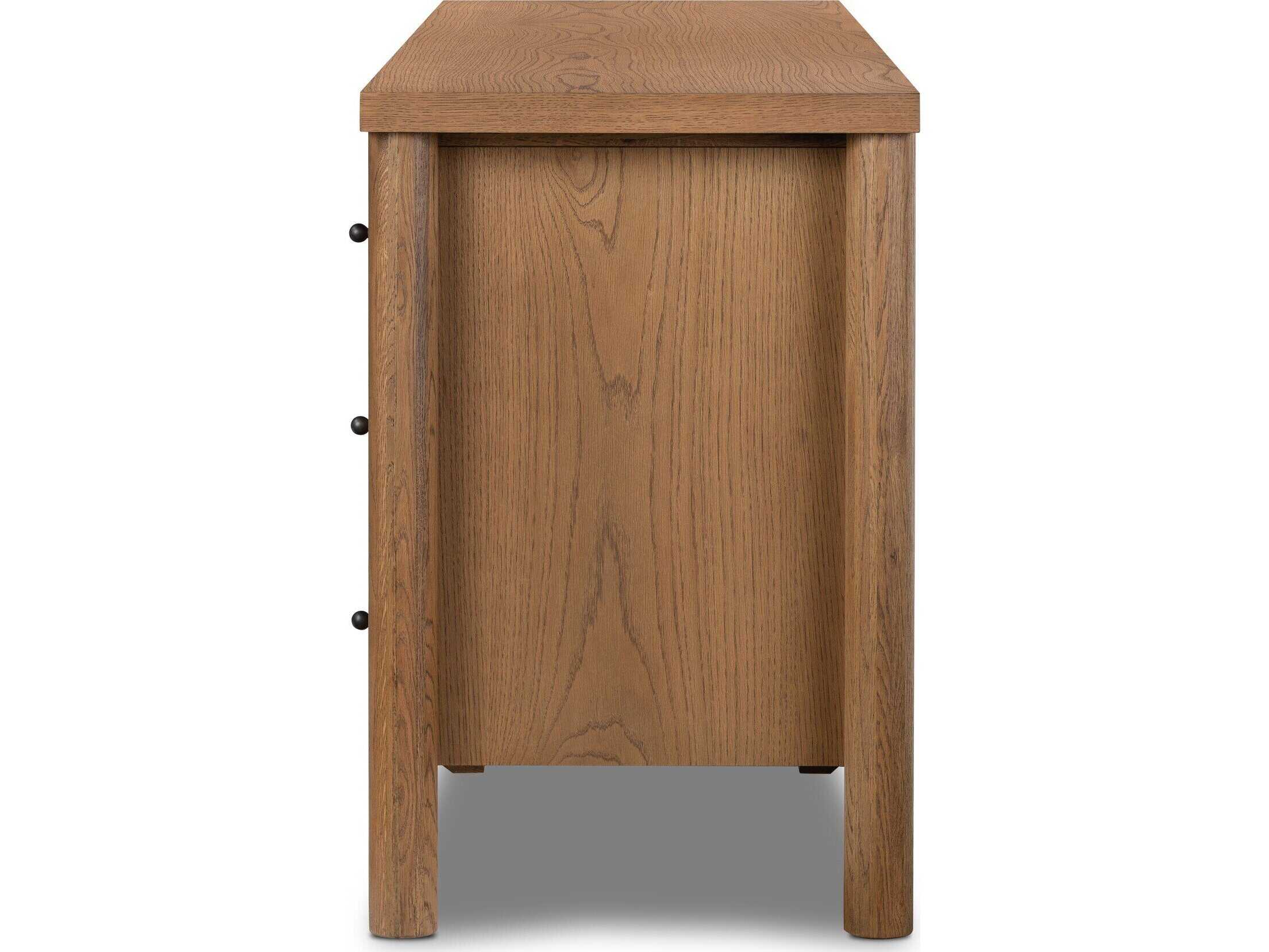 Four Hands Bolton Roark 6-Drawers Brown Oak Wood Double Dresser
