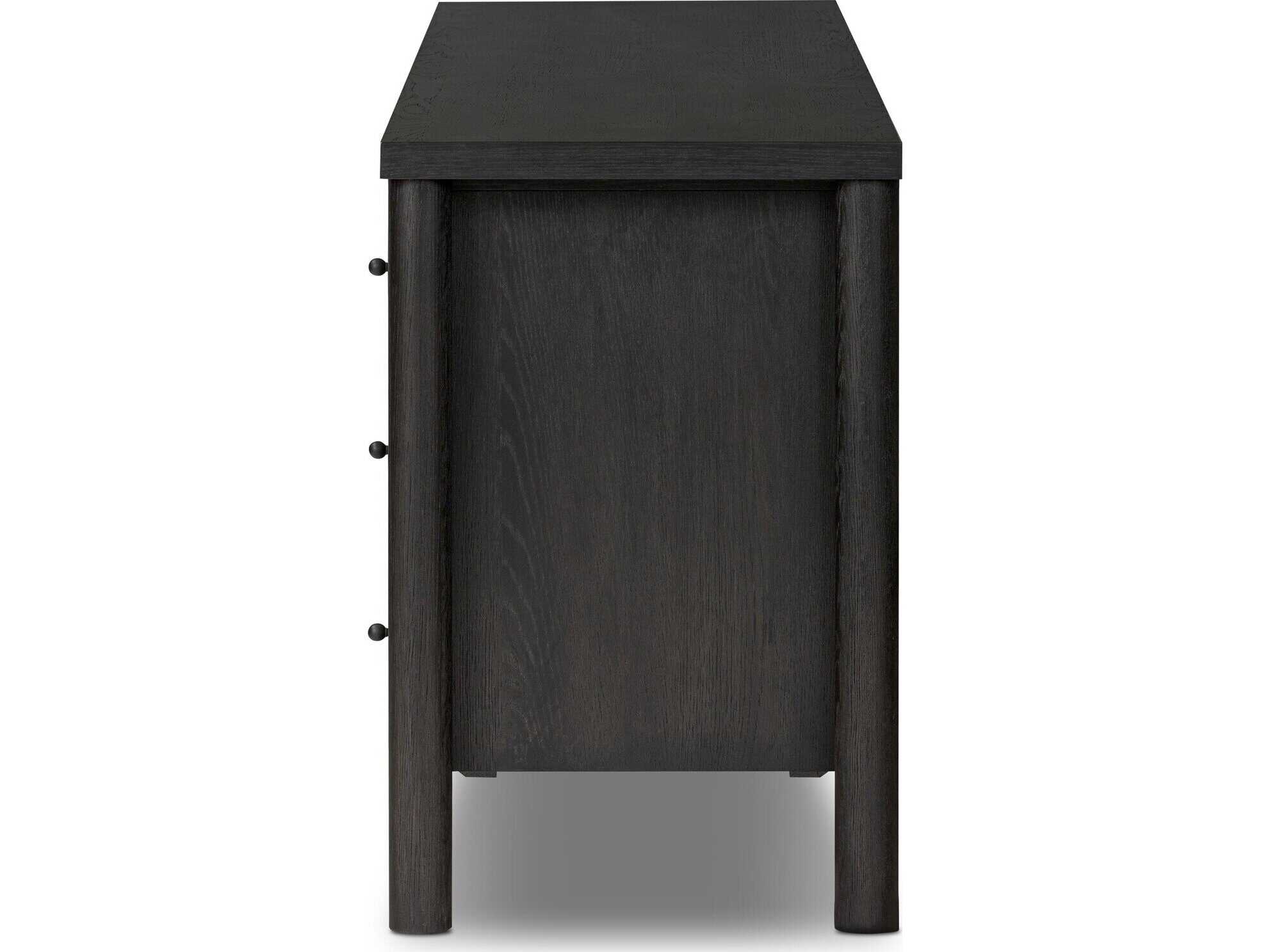 Four Hands Bolton Roark Ebony Oak Veneer Oak Wood 6 Drawer Dresser
