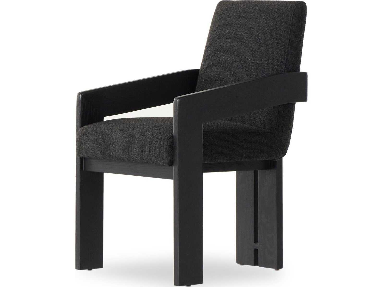 Four Hands Ashford Roxy Gibson Black Upholstered Oak Wood Dining Armchair