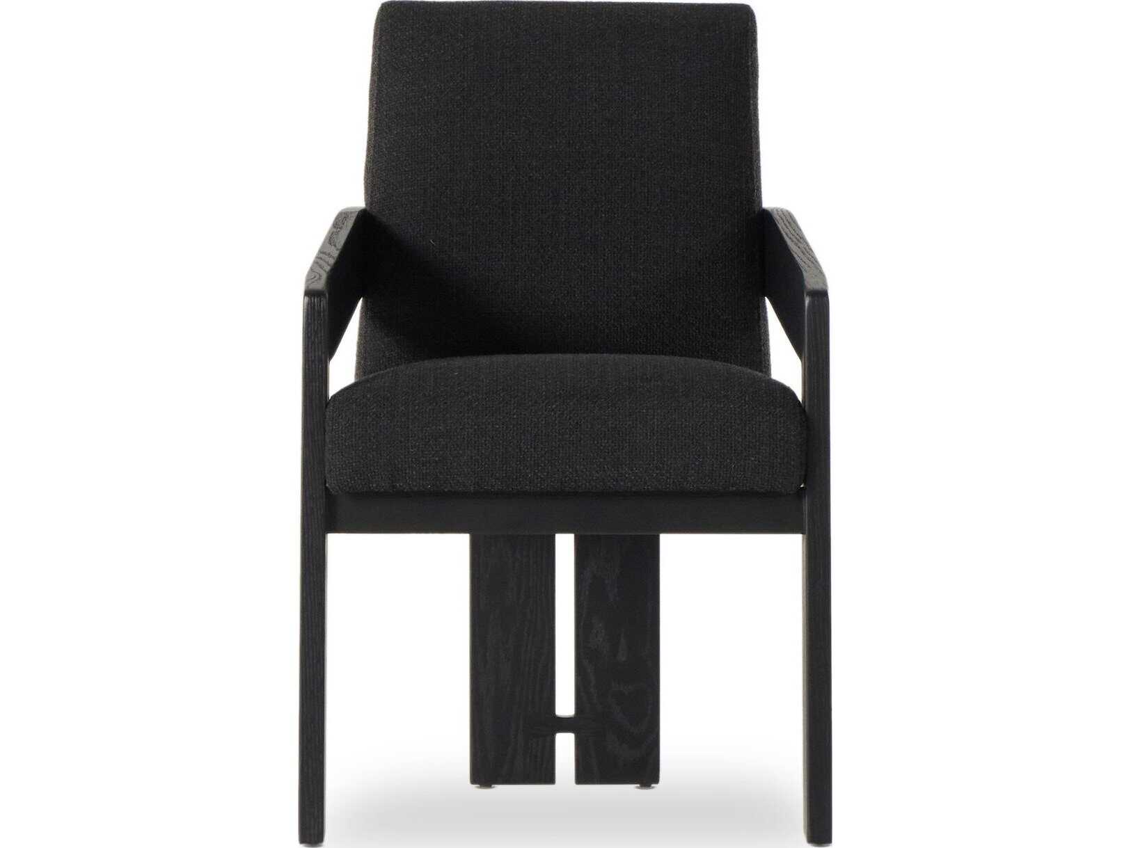 Four Hands Ashford Roxy Gibson Black Upholstered Oak Wood Dining Armchair