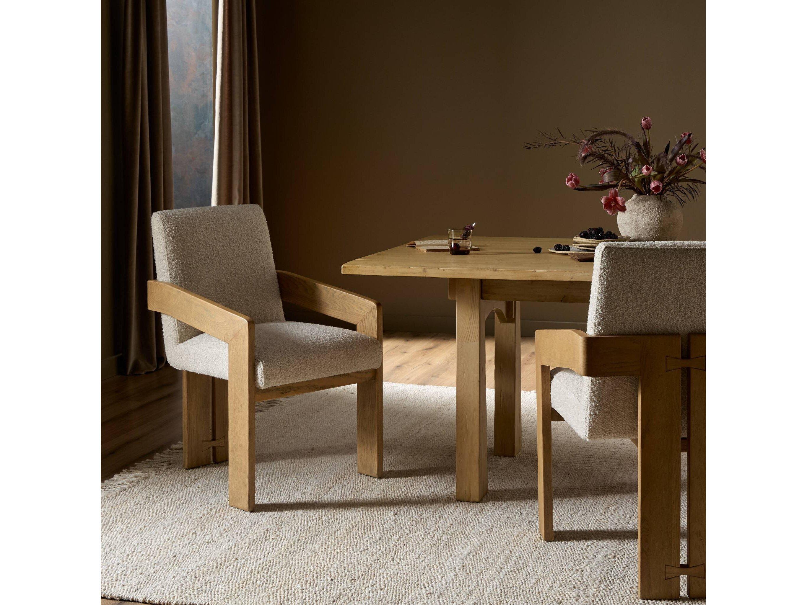 Four Hands Ashford Roxy Somerton Ash Upholstered Oak Wood Dining Armchair