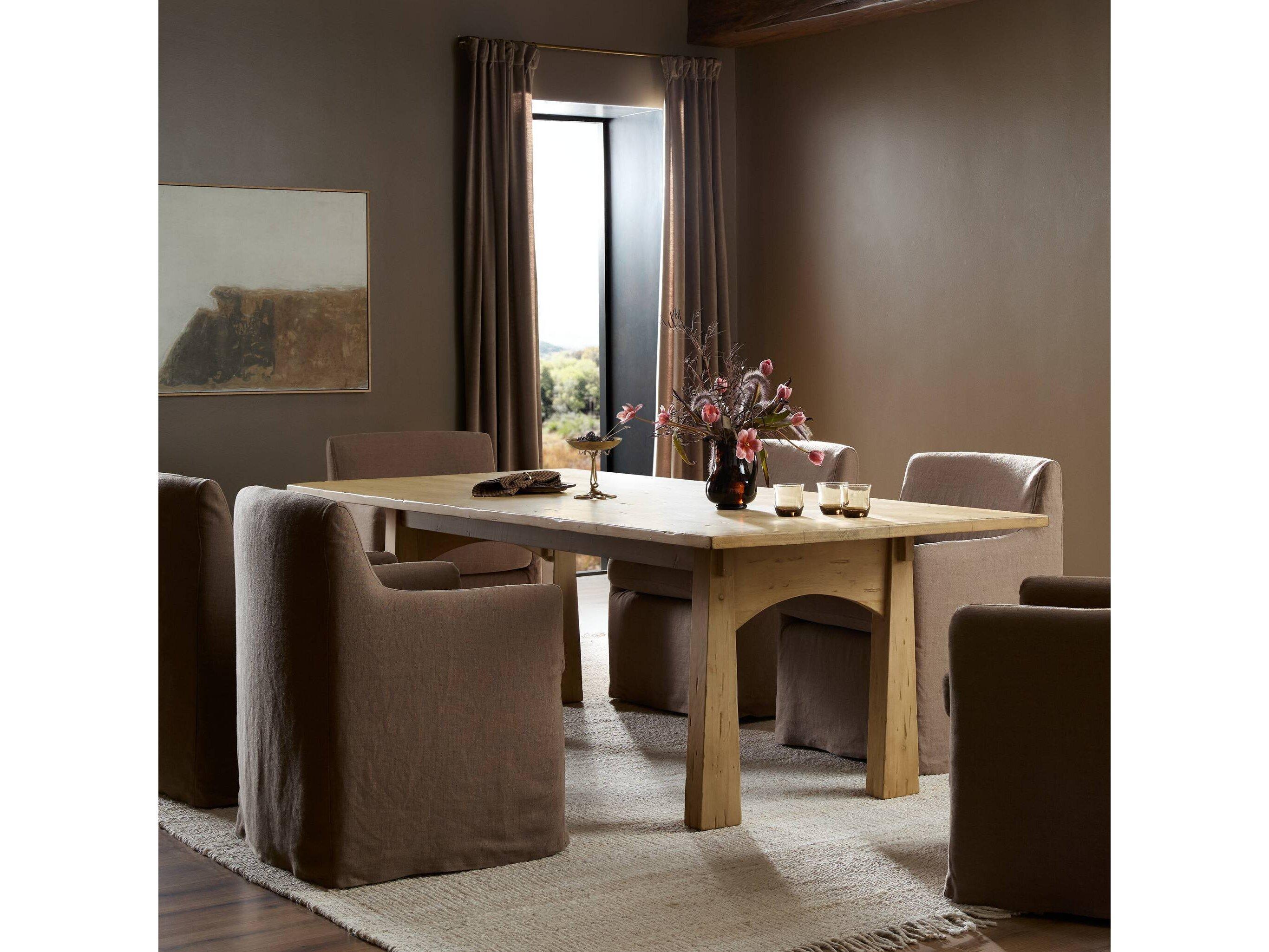 Four Hands Cordella Rectangular Wood Aged Light Pine Dining Table