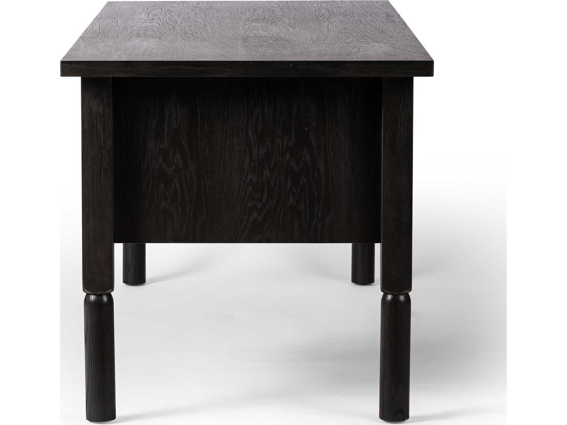 Four Hands Wells Concord Charcoal Oak Bronze Zinc Black Wood Writing Desk