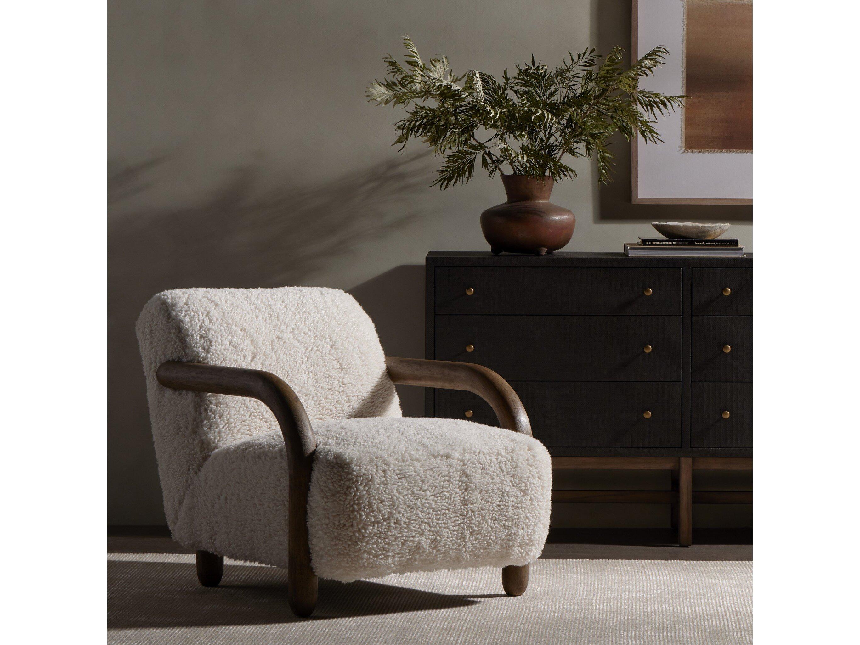 Four Hands Kensington Aniston White Fur Accent Chair