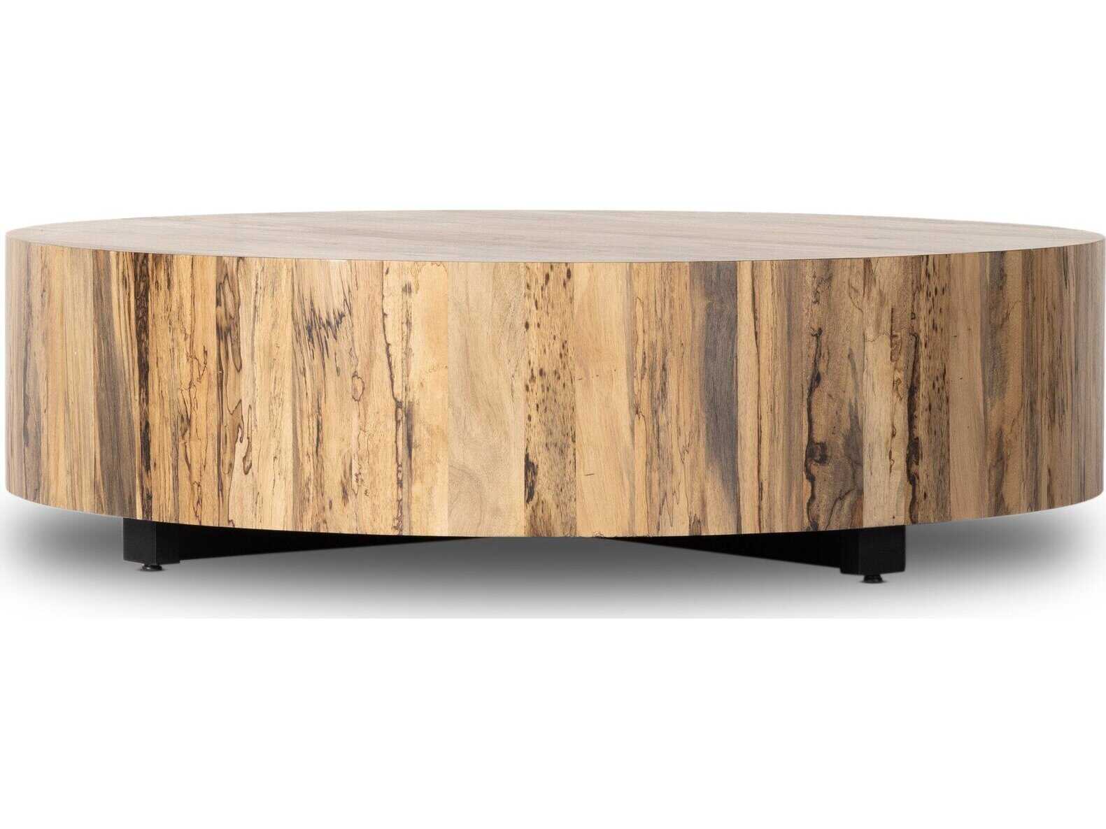 Four Hands Wesson Hudson Round Wood Black Pine Coffee Table