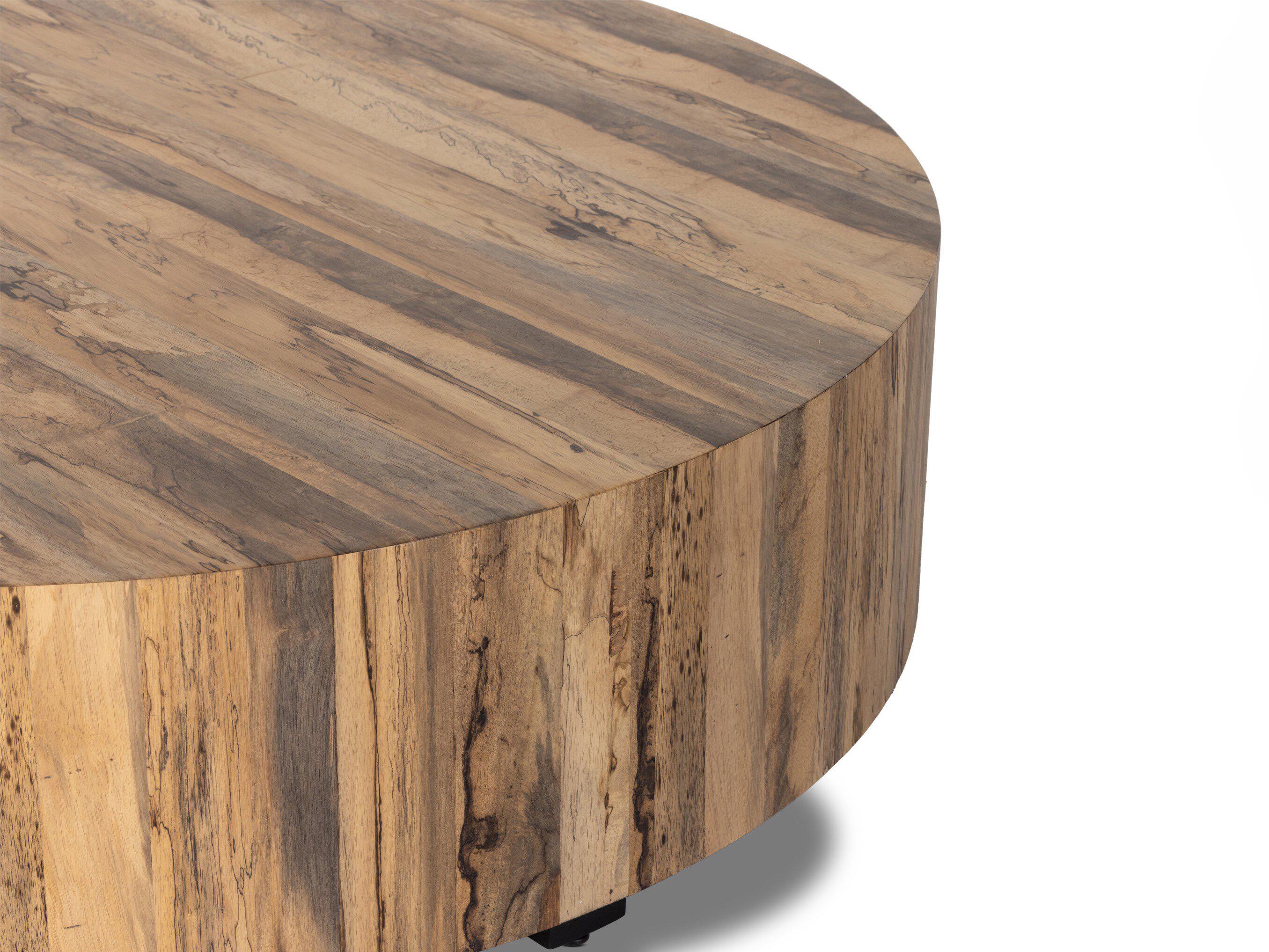 Four Hands Wesson Hudson Round Wood Black Pine Coffee Table