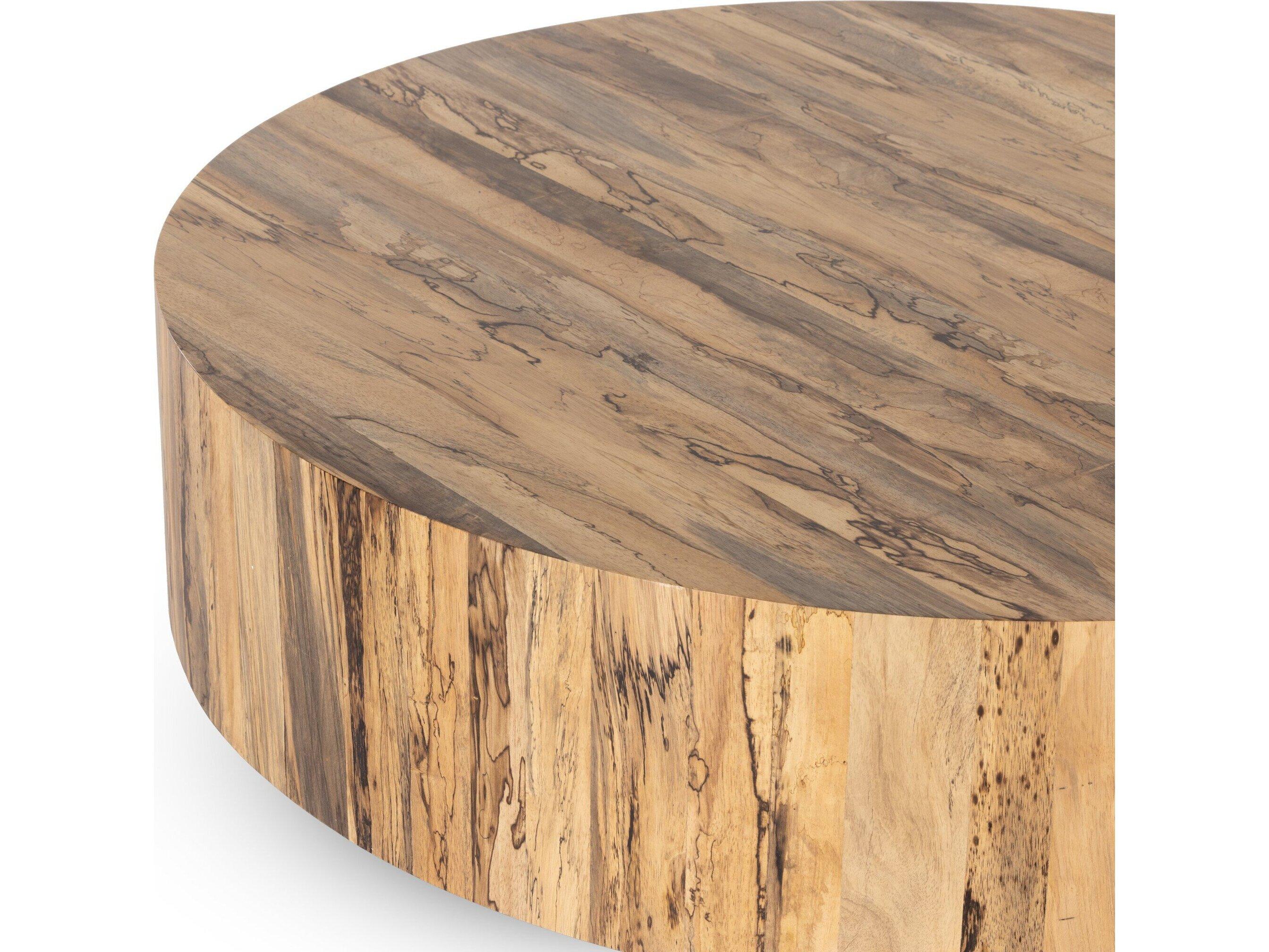 Four Hands Wesson Hudson Round Wood Black Pine Coffee Table
