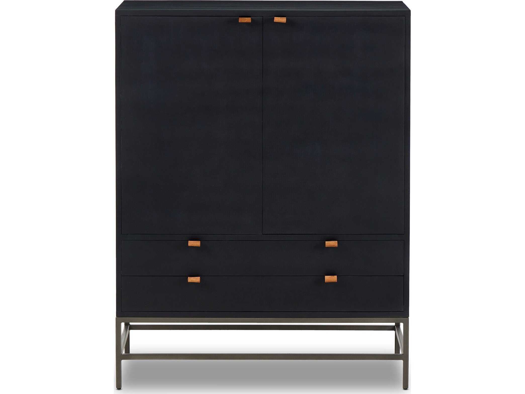 Four Hands Fulton Black Poplar Wood Bar Cabinet