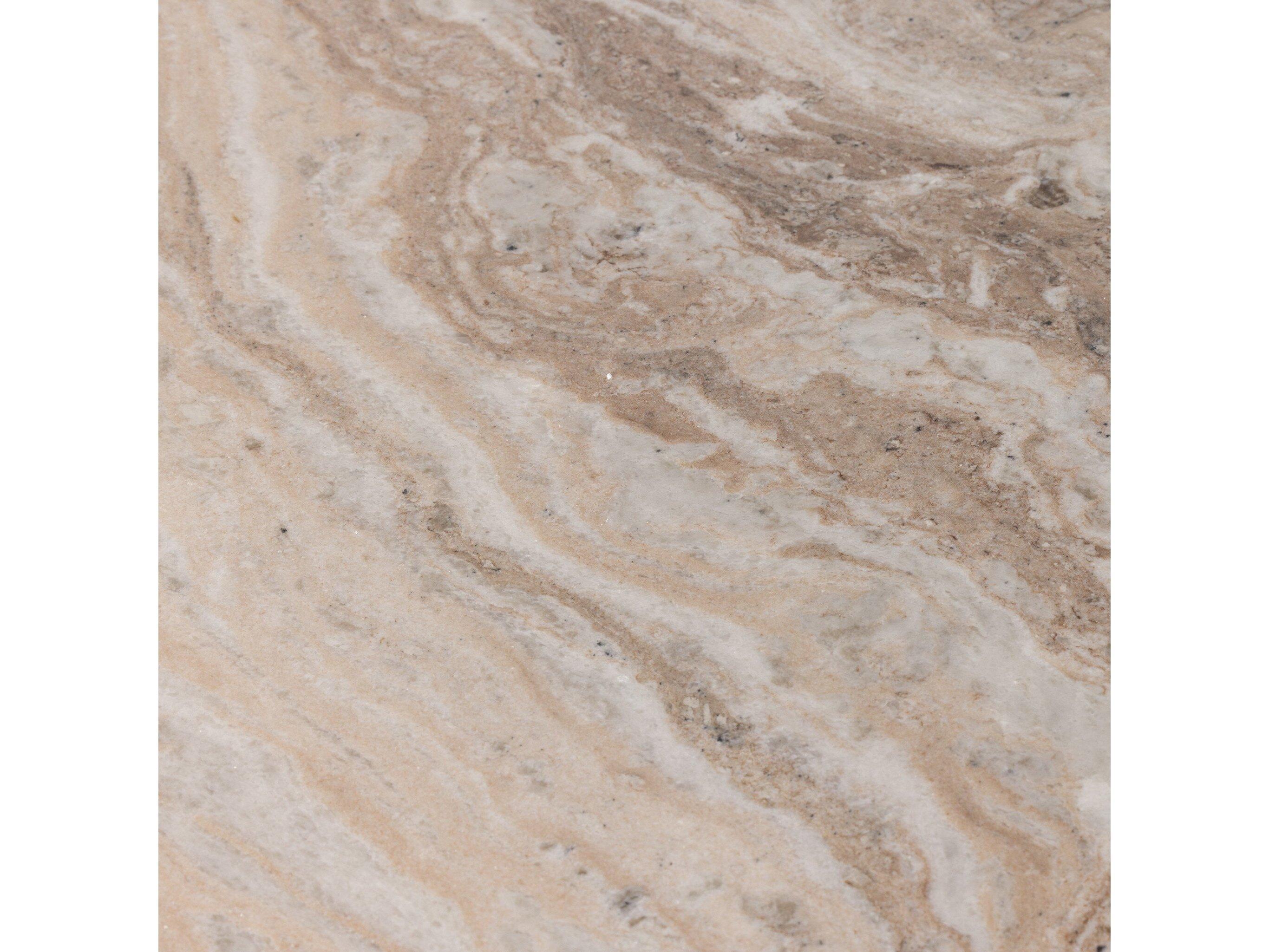 Four Hands Marlow Corbett Round Hammered Grey Creamy Taupe Marble Coffee Table