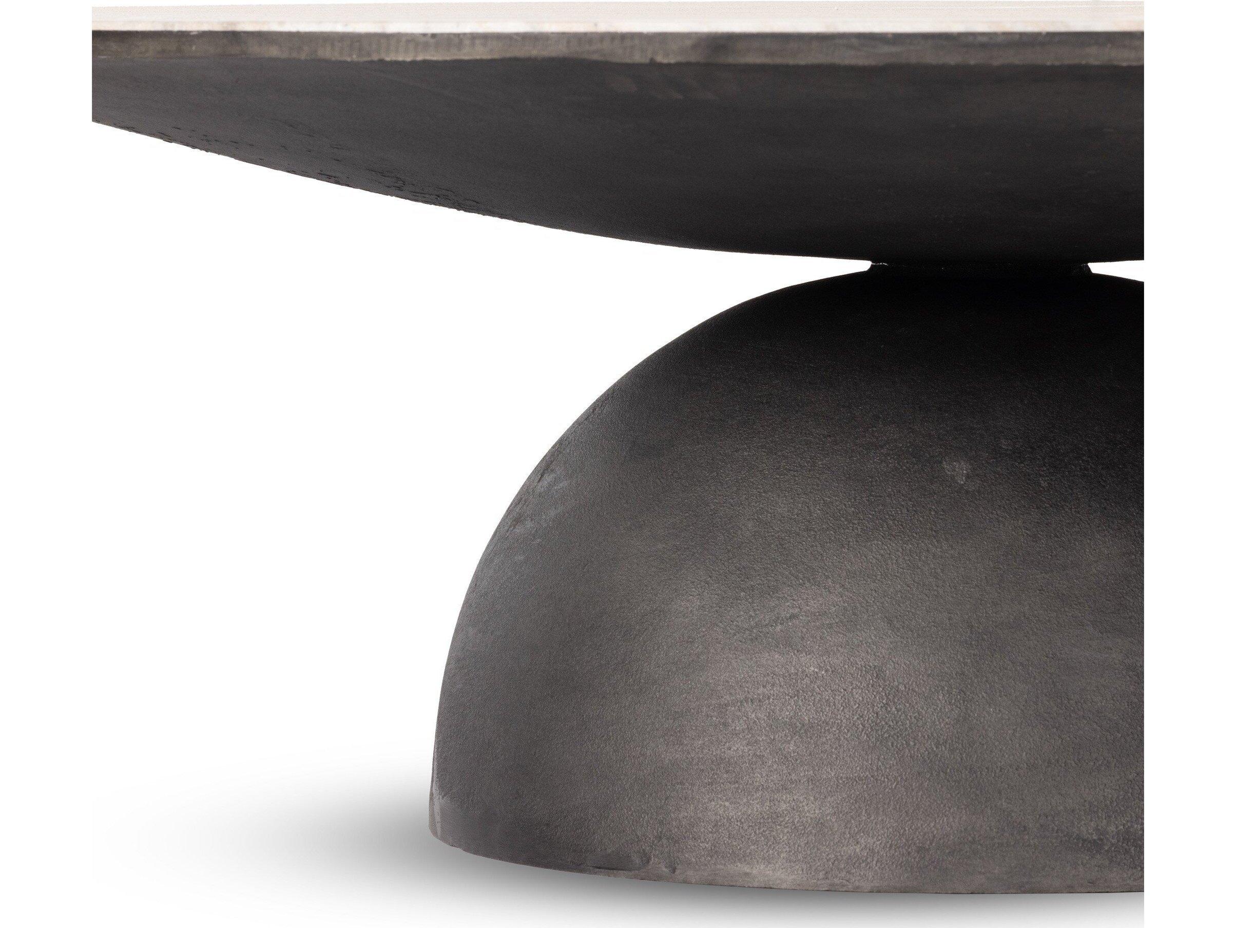 Luxecor Globetrotter Corbett Round Hammered Grey Creamy Taupe Marble Coffee Table