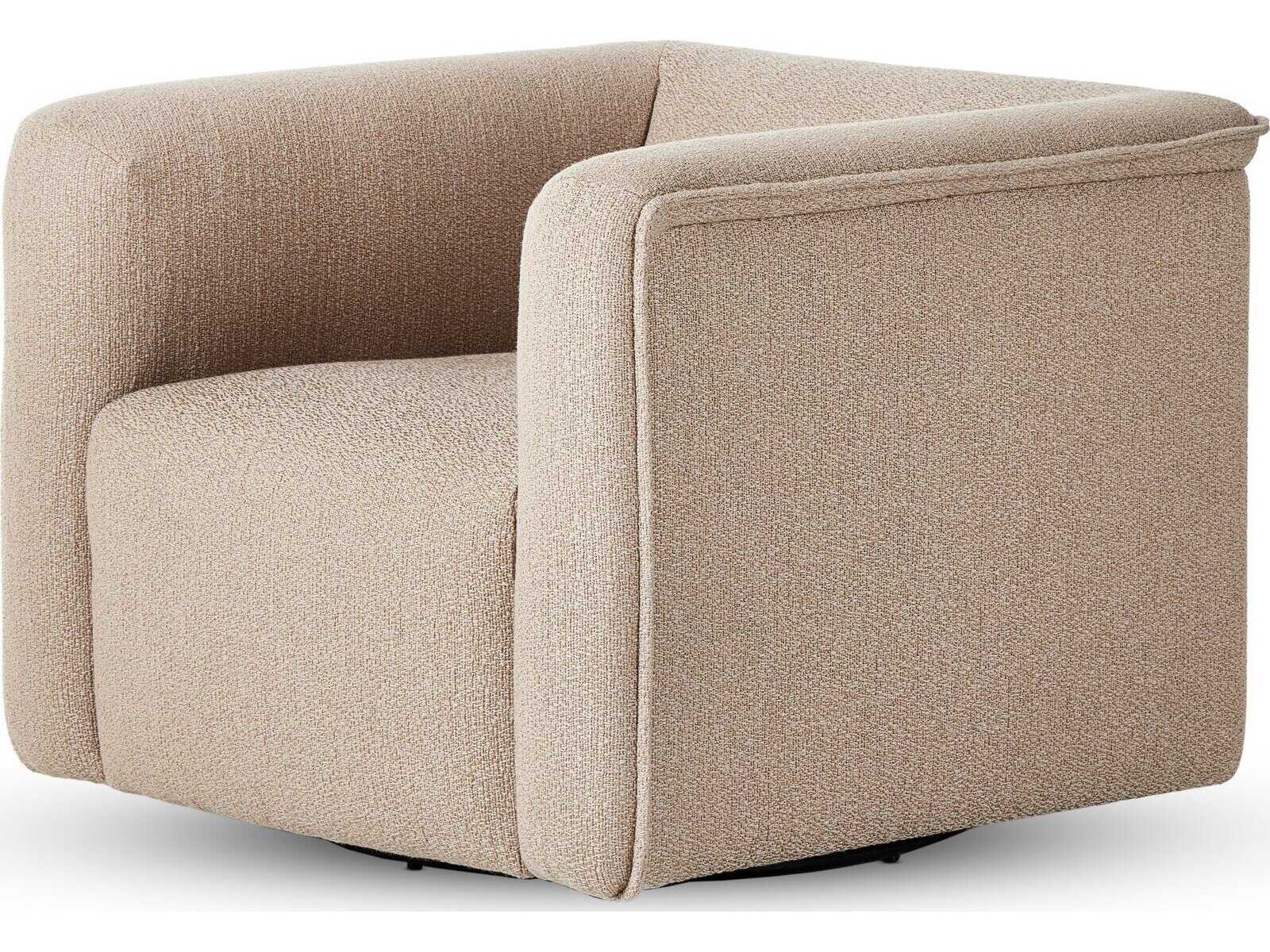 Four Hands Kensington Wellborn Swivel Beige Fabric Accent Chair