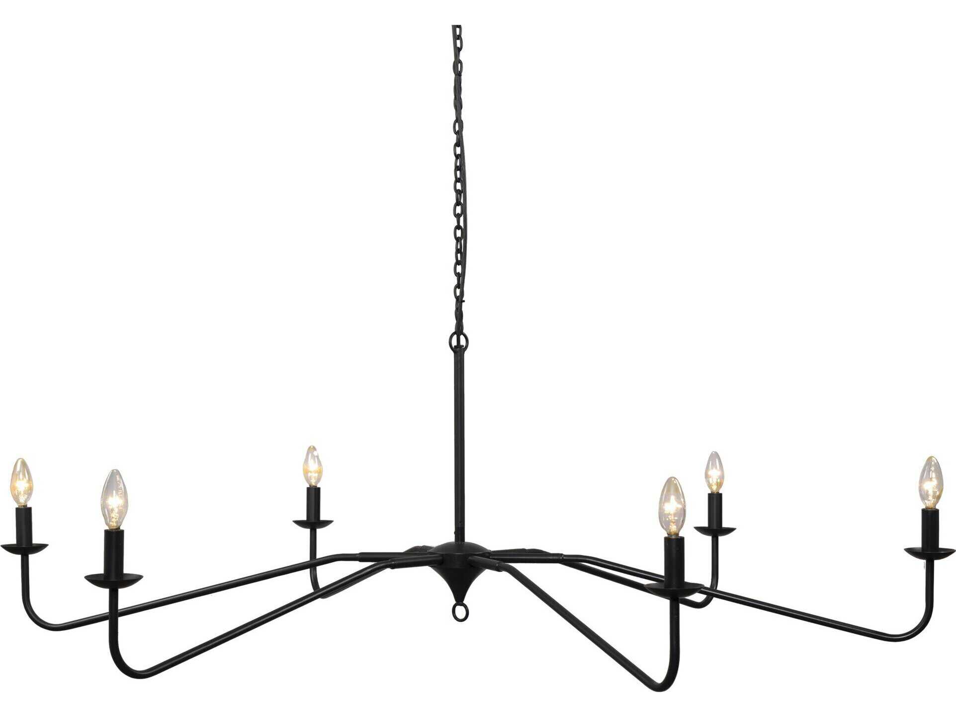 Four Hands Hutton 6-Light Antiqued Iron Black Chandelier