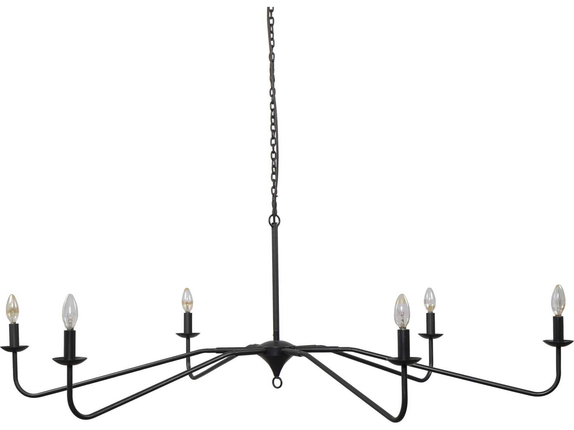 Four Hands Hutton 6-Light Antiqued Iron Black Chandelier