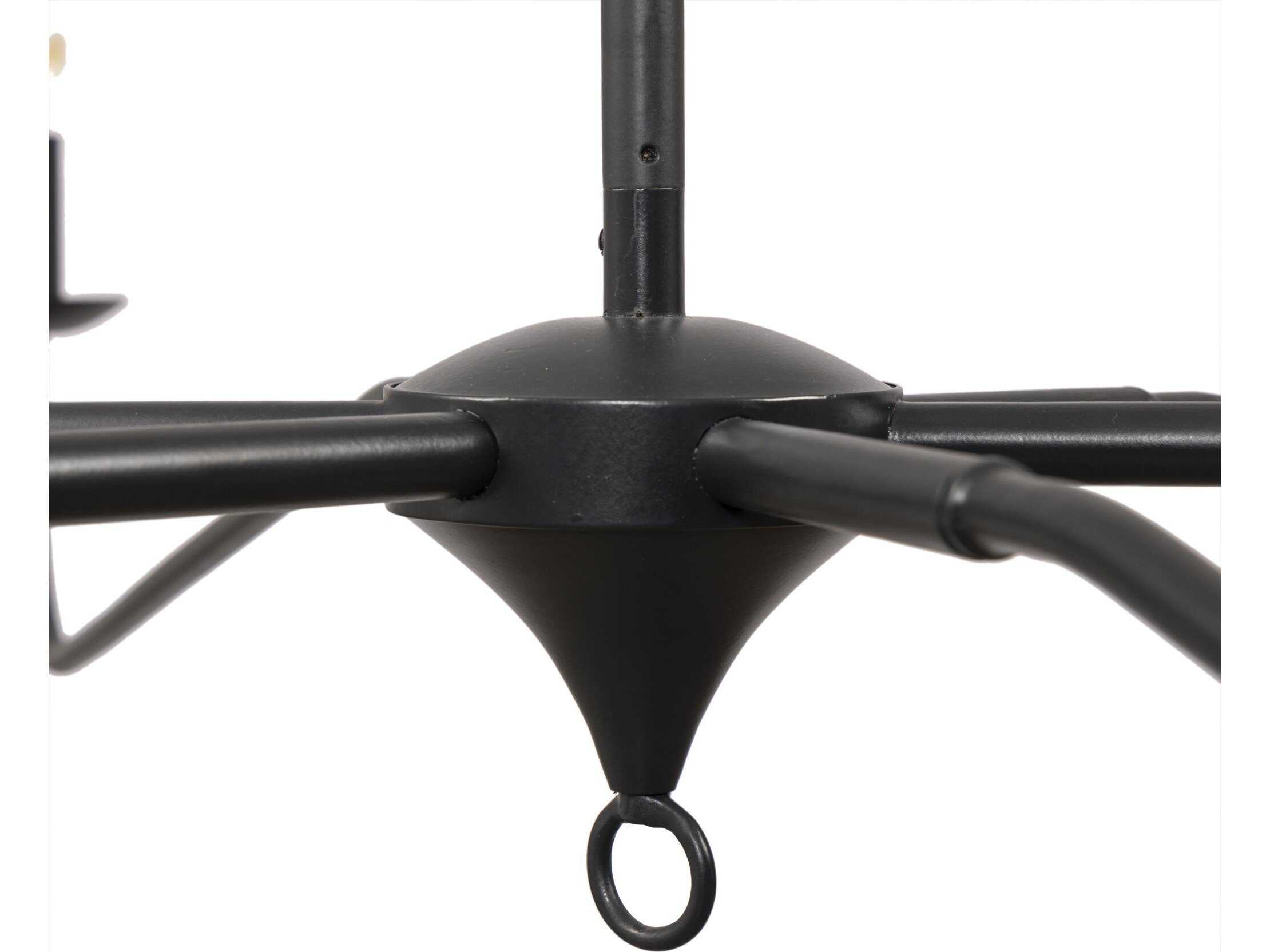 Four Hands Hutton 6-Light Antiqued Iron Black Chandelier