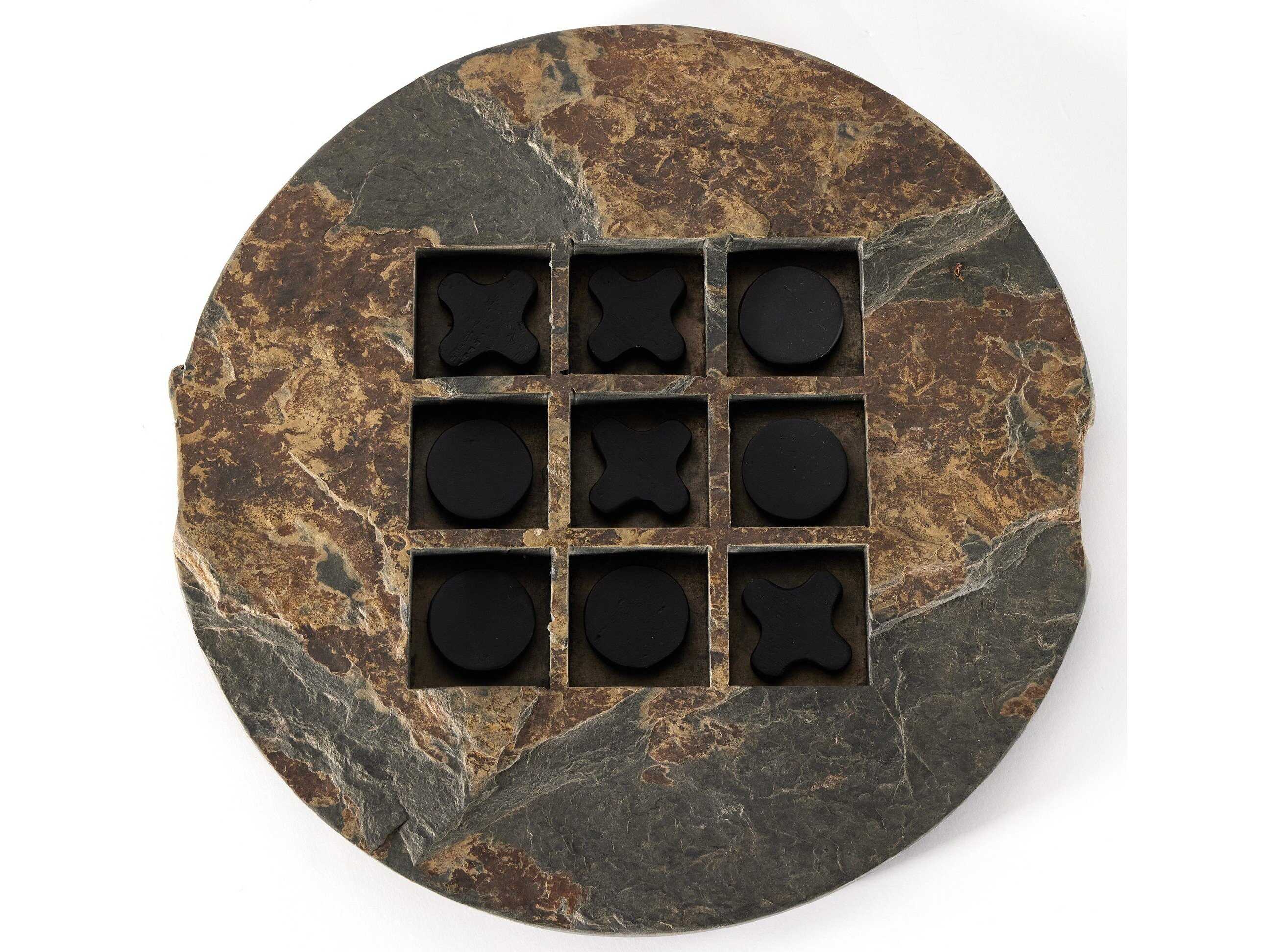 Four Hands Wesson Tic Tac Toe Brass Solid Wood Game Table