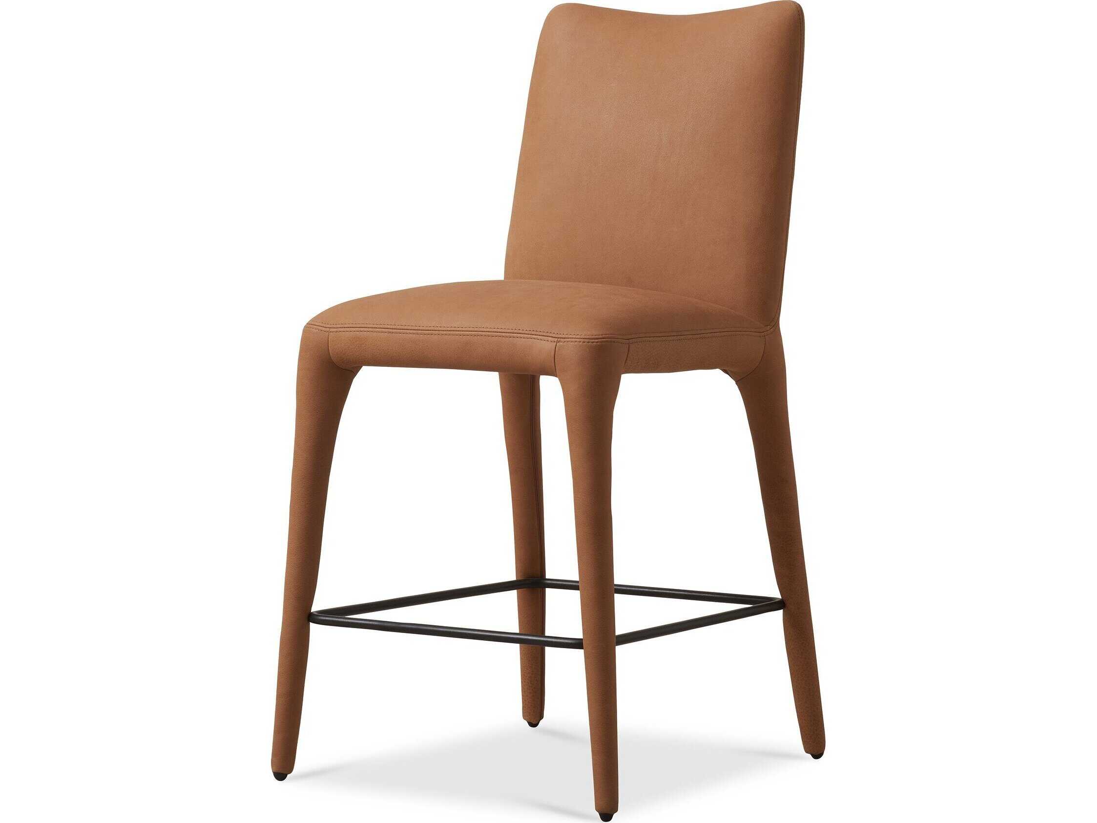 Four Hands Carnegie Monza Leather Heritage Camel Gunmetal Counter Stool