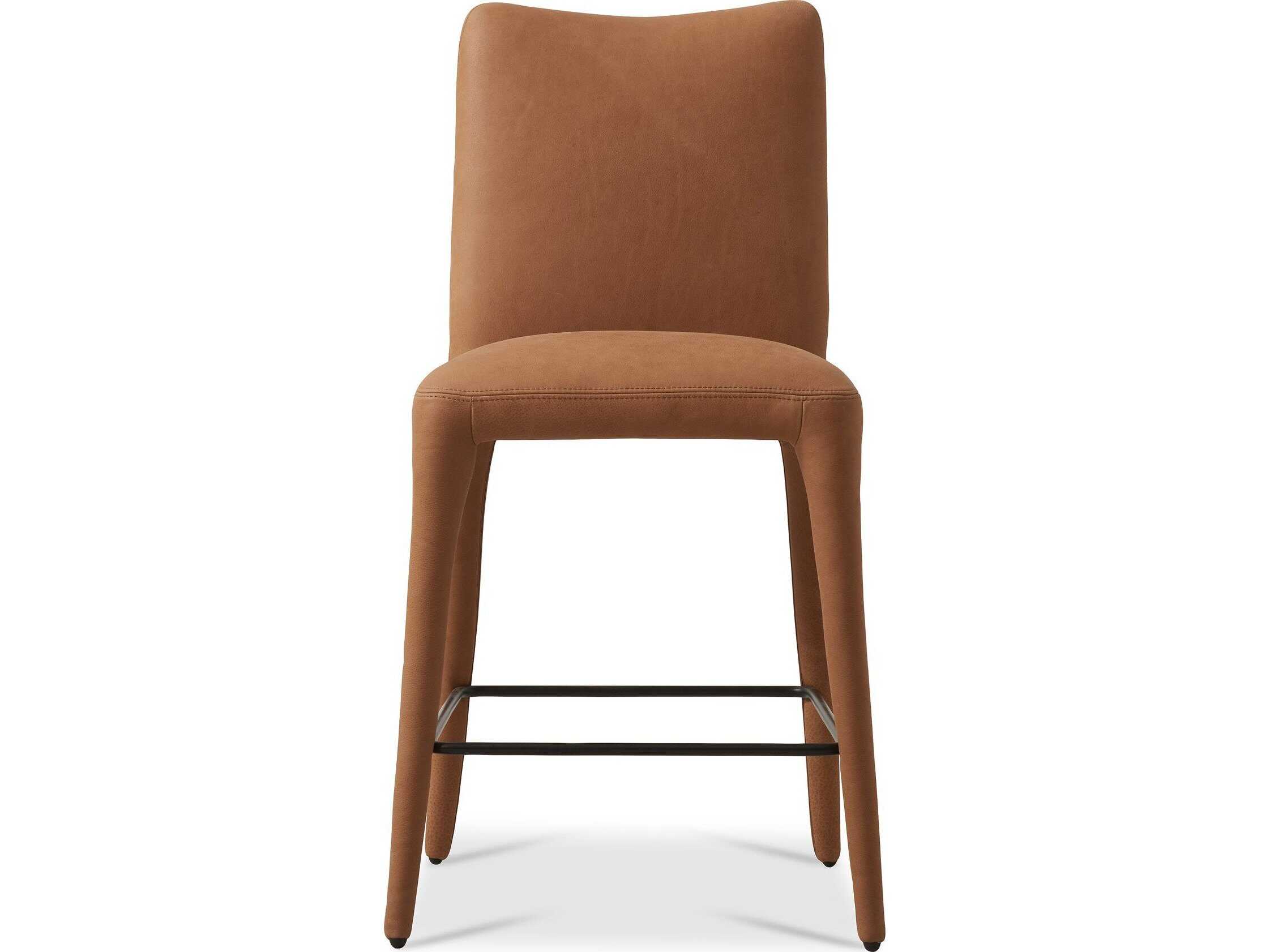 Four Hands Carnegie Monza Leather Heritage Camel Gunmetal Counter Stool