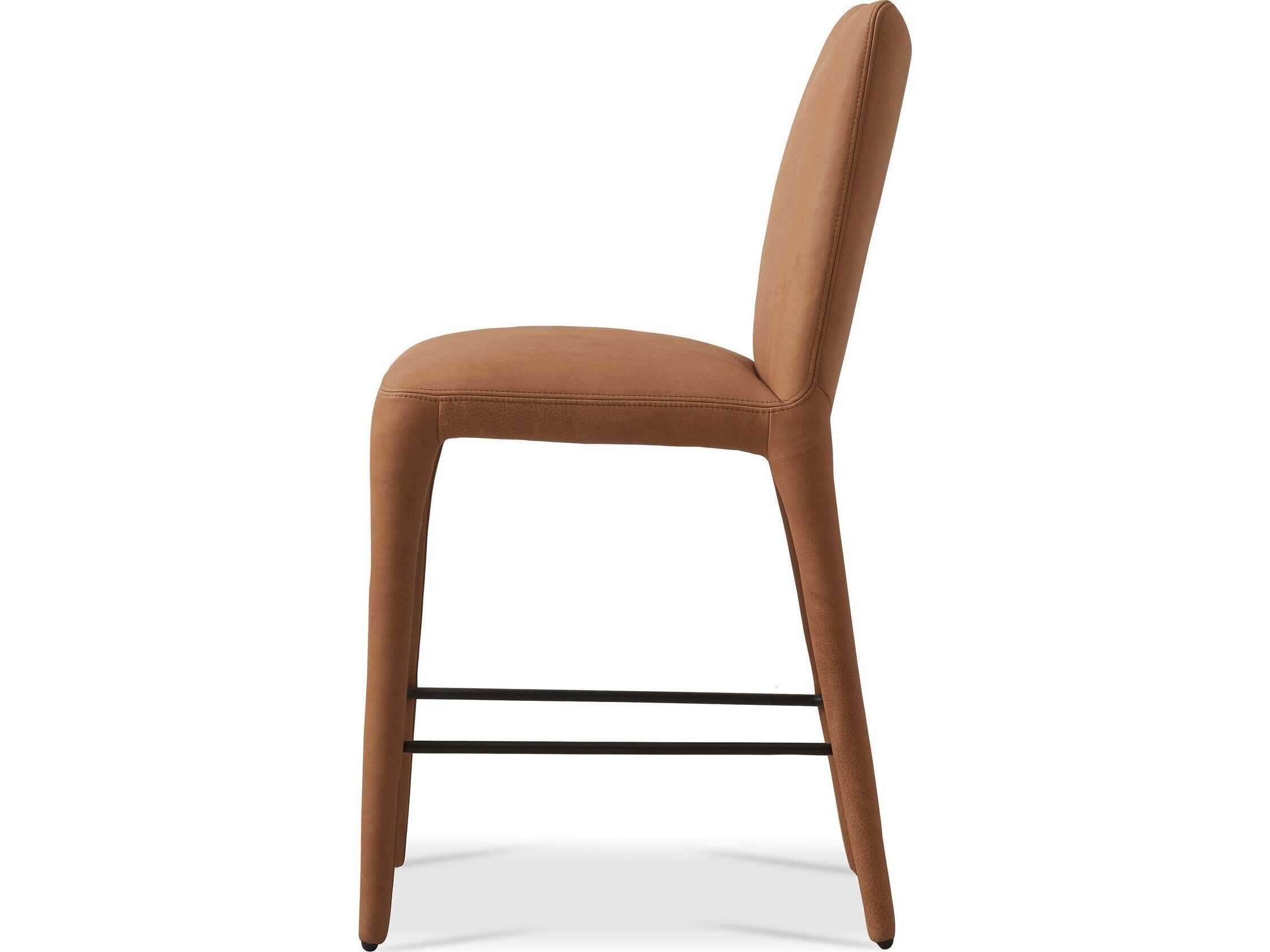 Four Hands Carnegie Monza Leather Heritage Camel Gunmetal Counter Stool