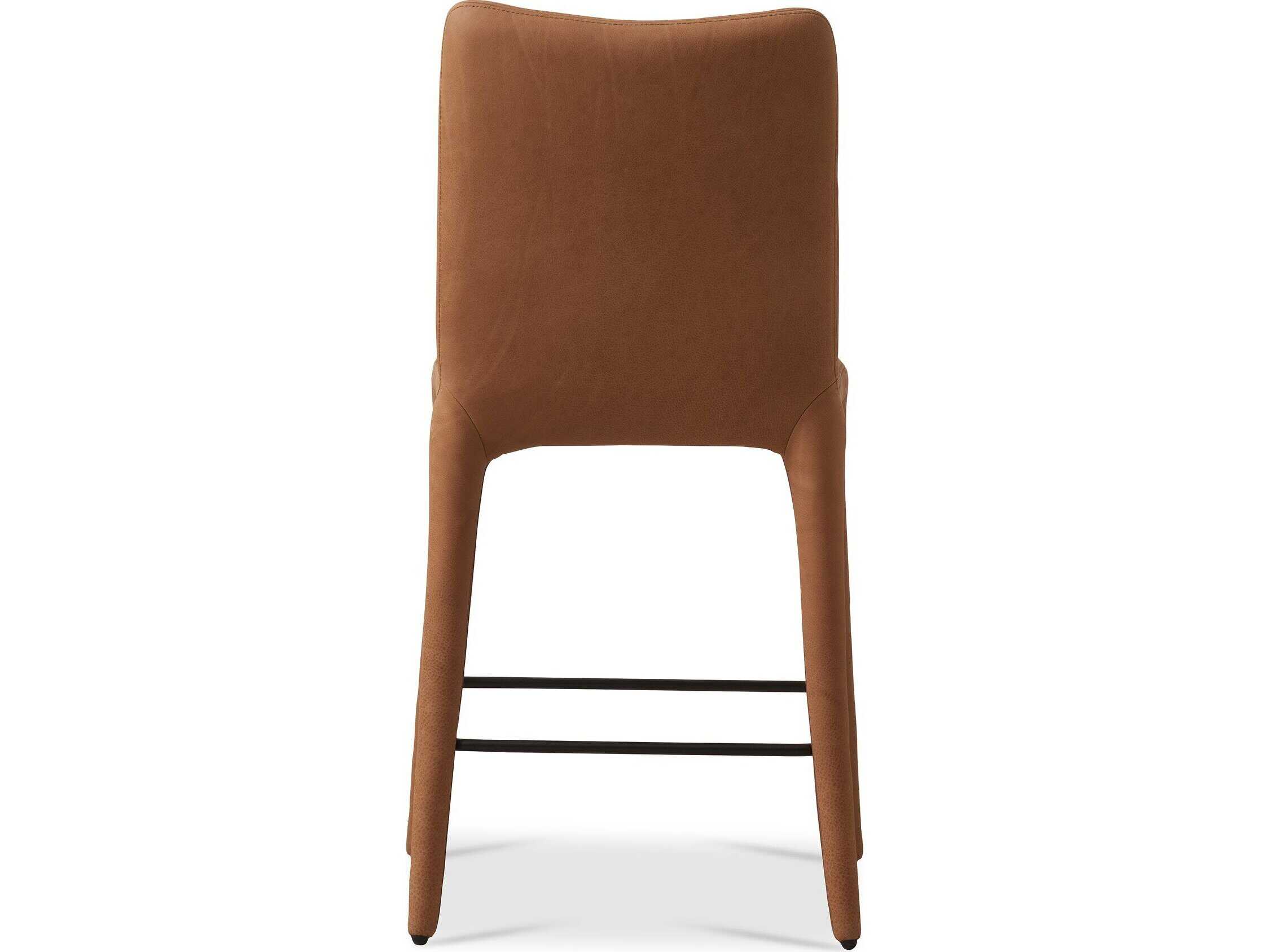 Four Hands Carnegie Monza Leather Heritage Camel Gunmetal Counter Stool