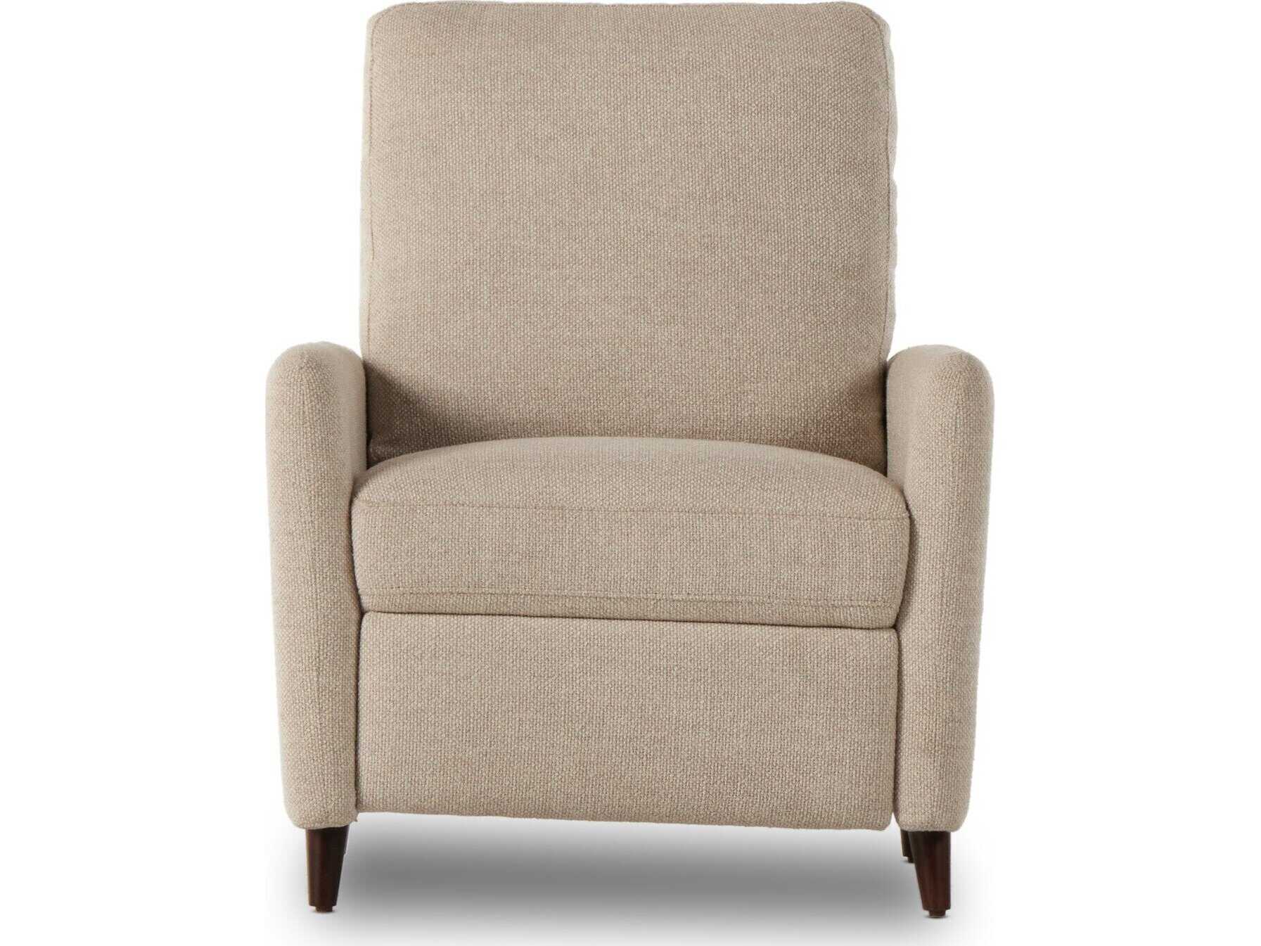 Four Hands Centrale Wallen Nova Taupe Dark Aubrun Walnut Beige Upholstered Recliner Chair