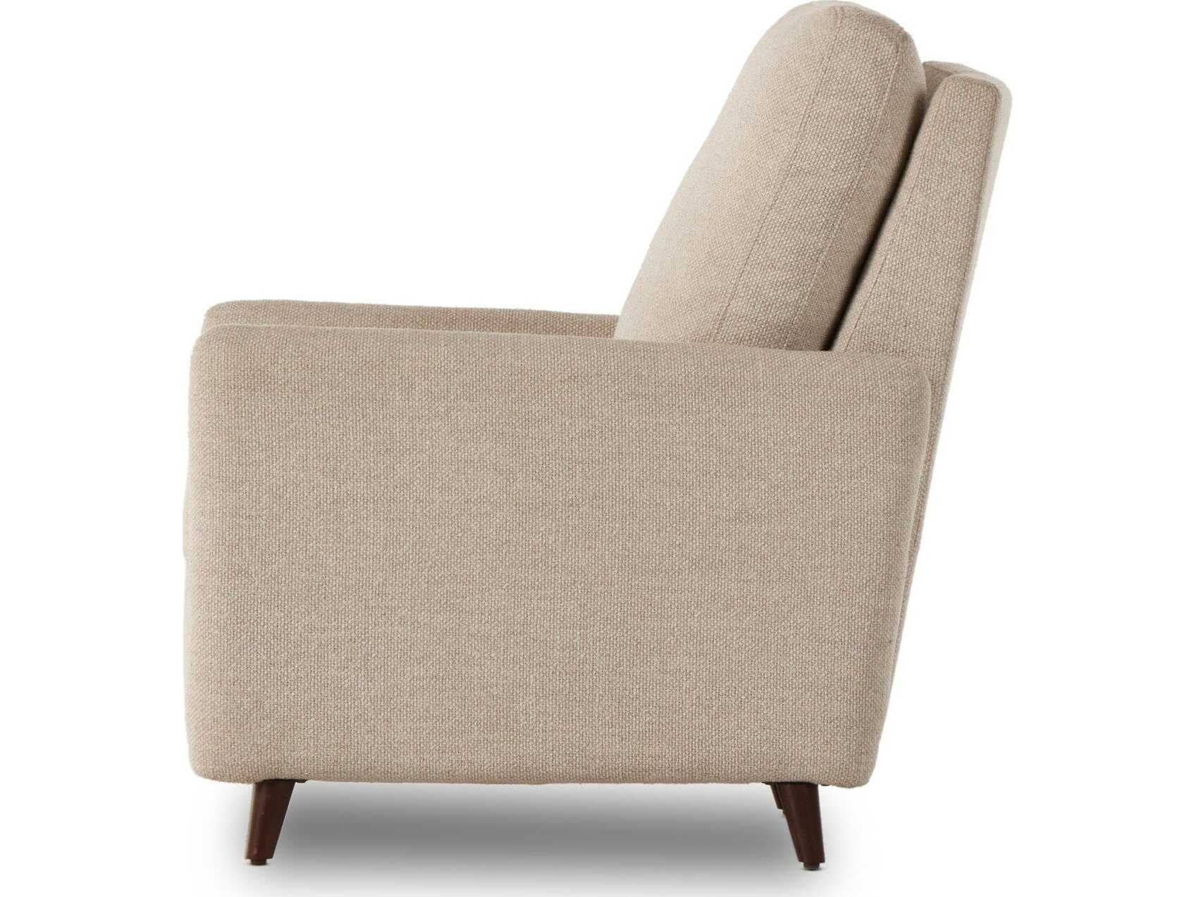 Four Hands Centrale Wallen Nova Taupe Dark Aubrun Walnut Beige Upholstered Recliner Chair
