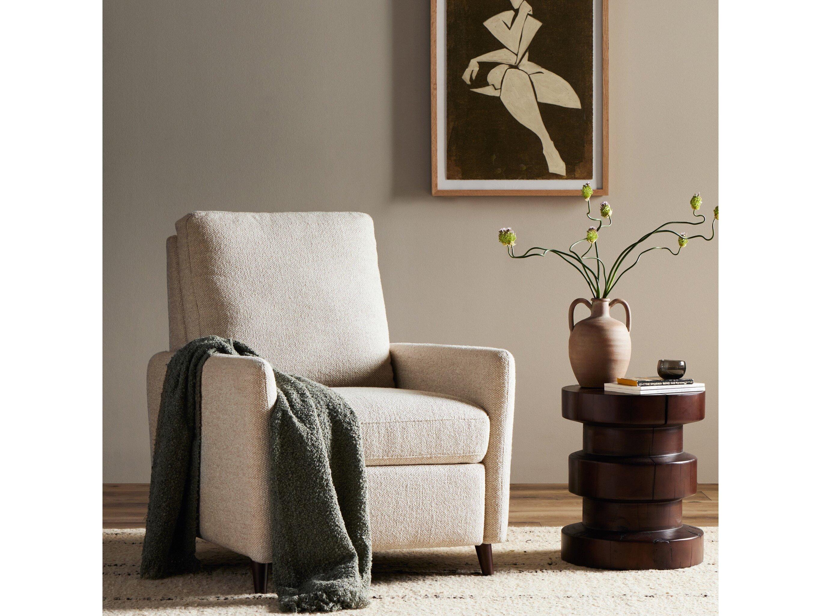 Four Hands Centrale Wallen Nova Taupe Dark Aubrun Walnut Beige Upholstered Recliner Chair