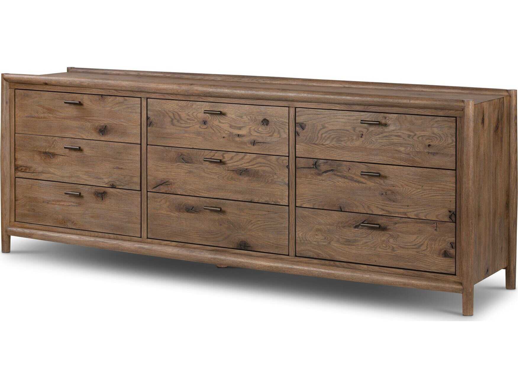 Four Hands Bolton Glenview 9-Drawers Brown Oak Wood Dresser