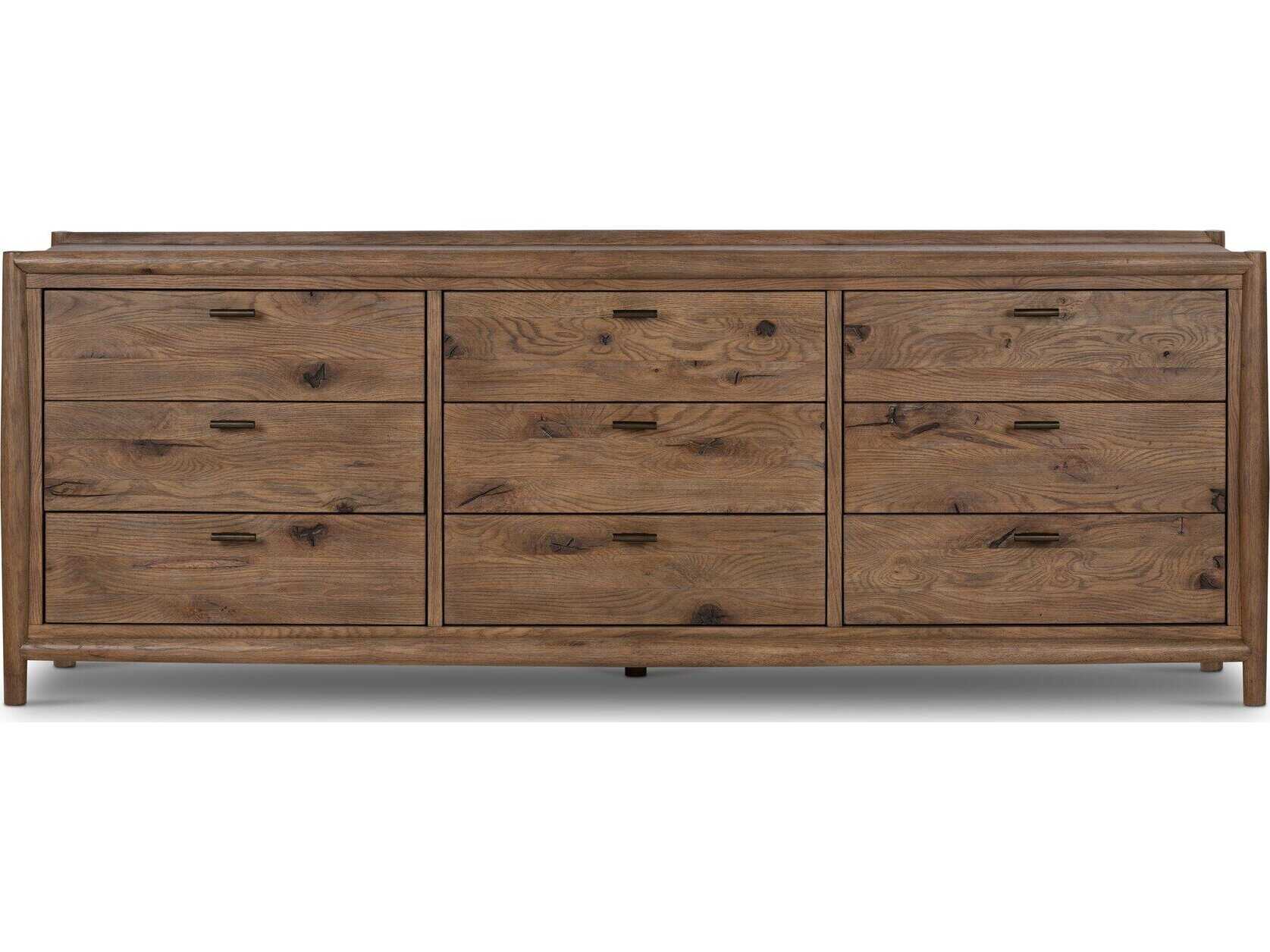 Four Hands Bolton Glenview 9-Drawers Brown Oak Wood Dresser