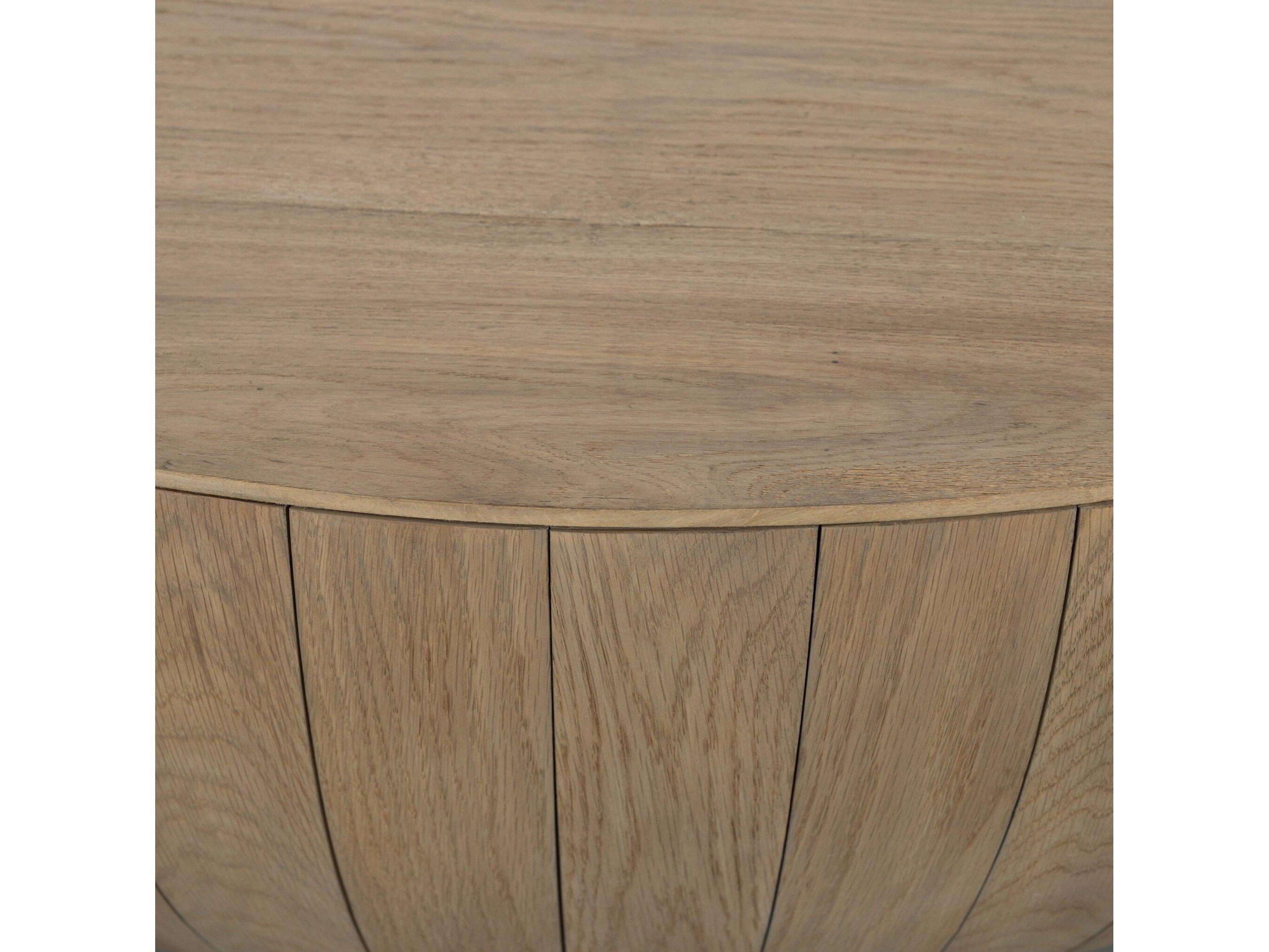 Four Hands Bina Ryan Natural Resawn Oak Round Wood Oak Coffee Table