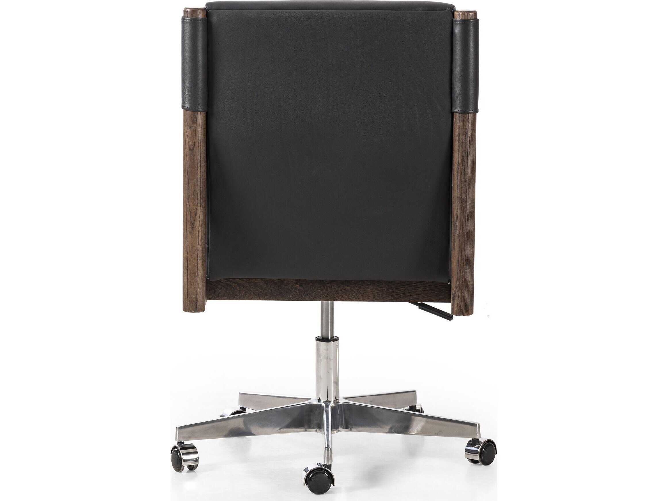 Four Hands Caswell Black Leather Adjustable Computer Office Chair