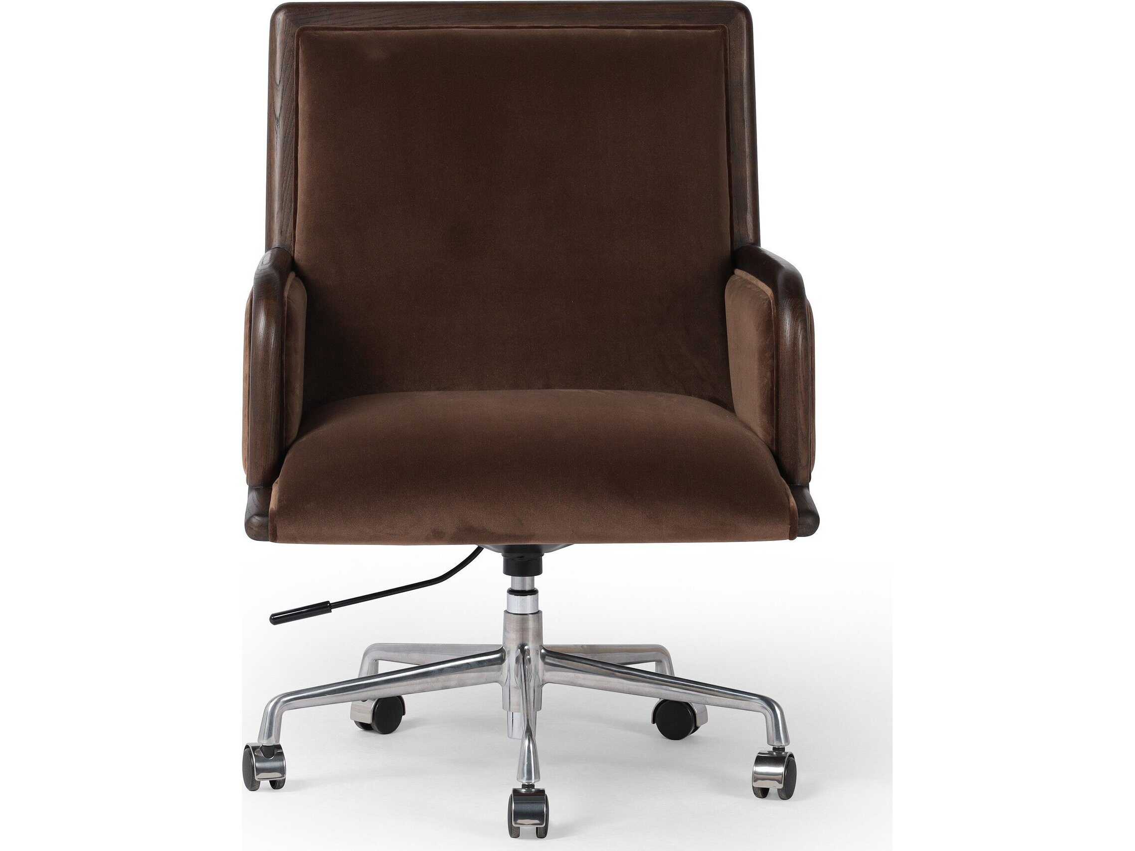 Four Hands Allston Brown Upholstered Adjustable Swivel Computer Office Chair