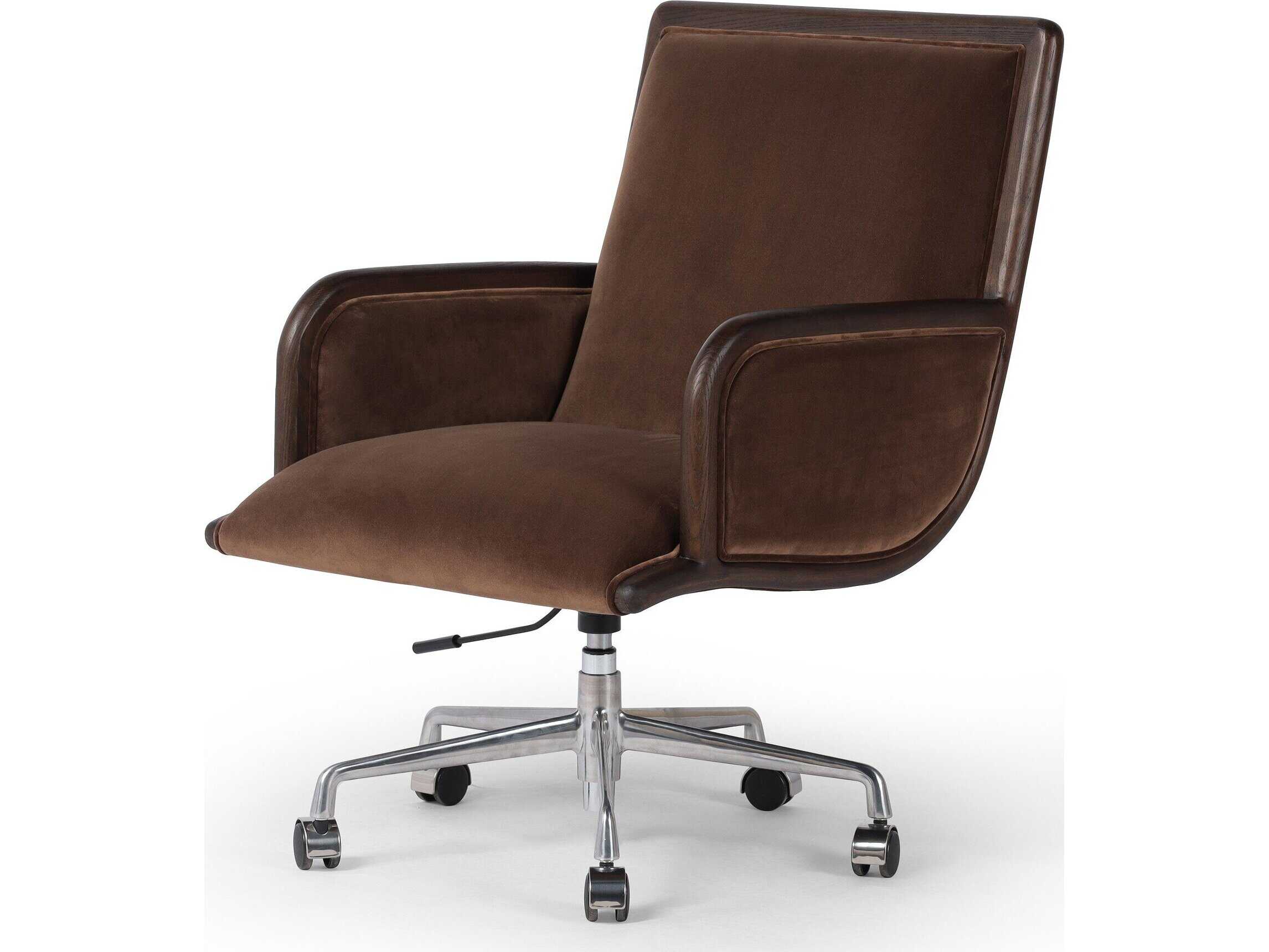 Four Hands Allston Brown Upholstered Adjustable Swivel Computer Office Chair