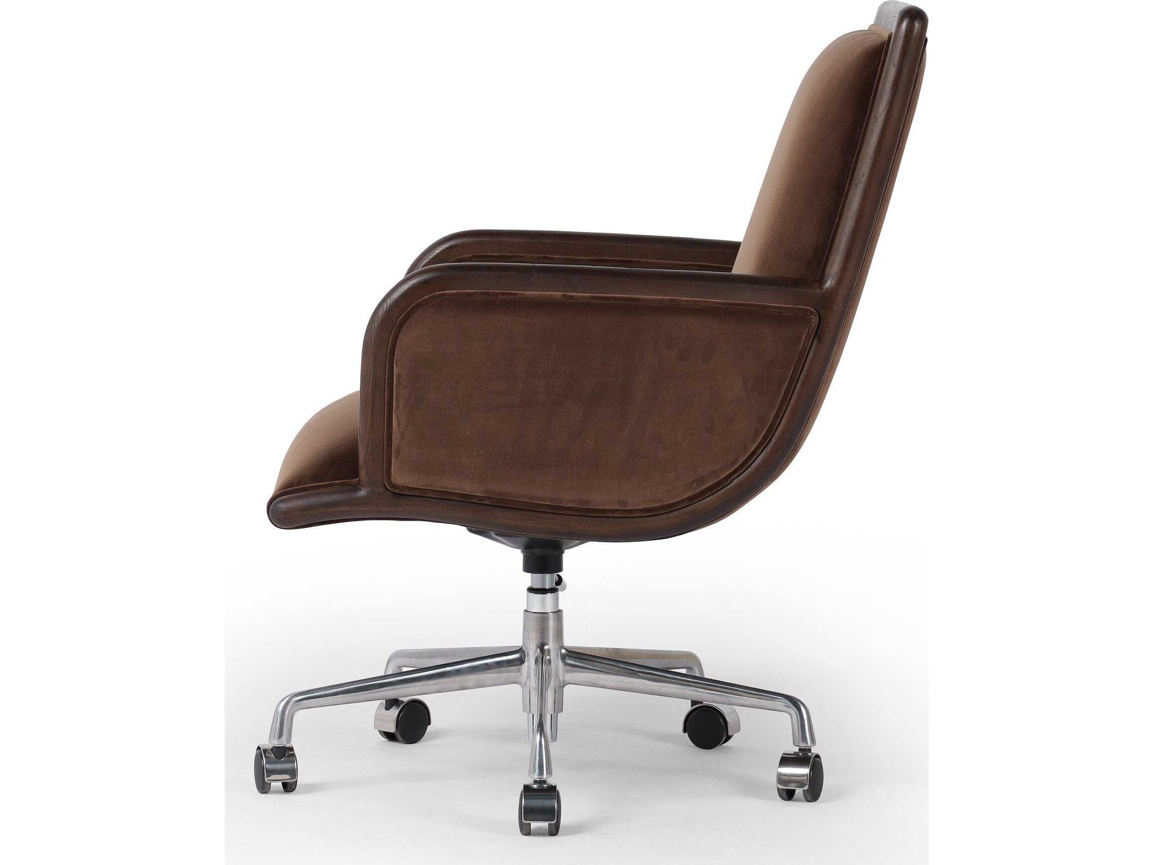 Four Hands Allston Brown Upholstered Adjustable Swivel Computer Office Chair