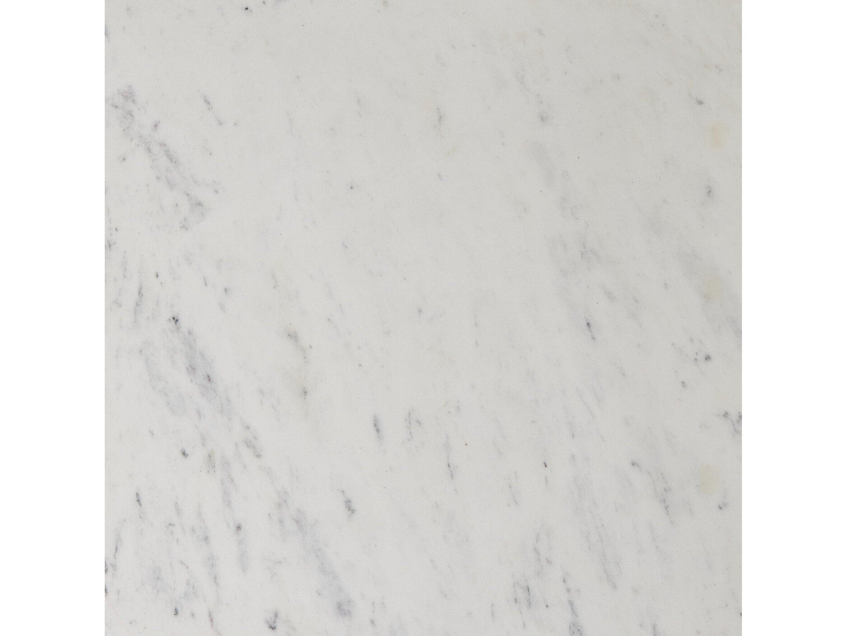 Four Hands Element Square White Marble Hammered Black Iron End Table