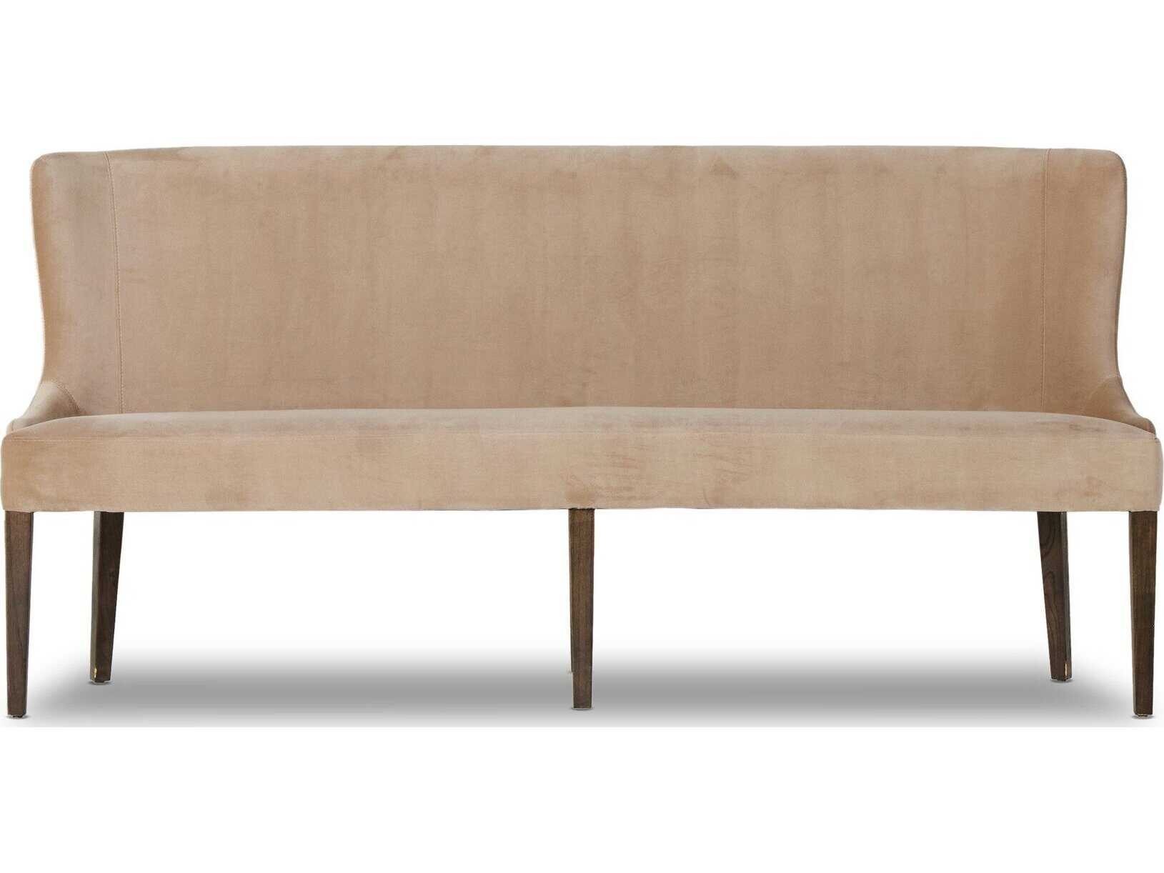 Four Hands Allston Surrey Taupe Warm Nettlewood Beige Velvet Upholstered Accent Bench