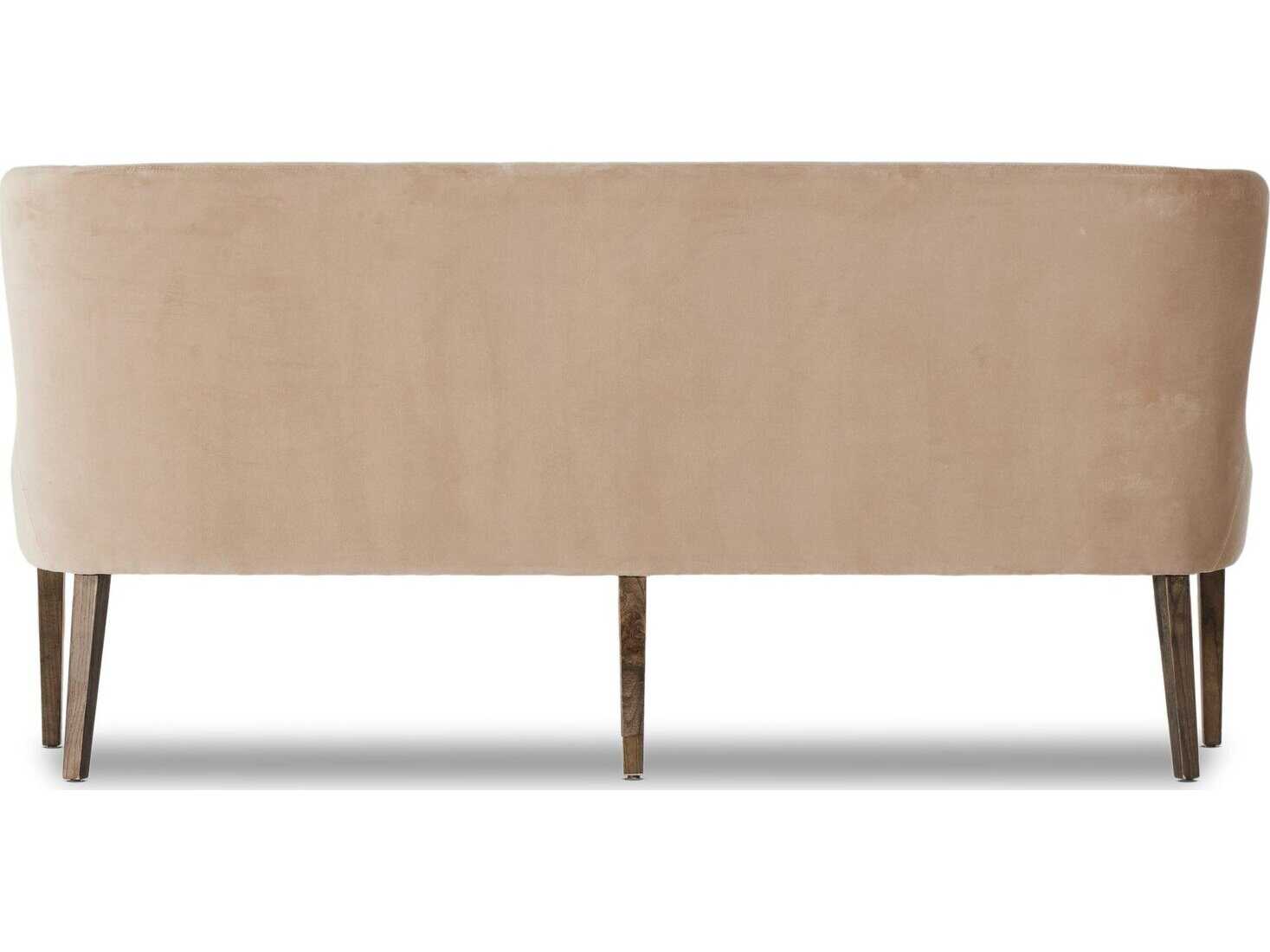 Four Hands Allston Surrey Taupe Warm Nettlewood Beige Velvet Upholstered Accent Bench