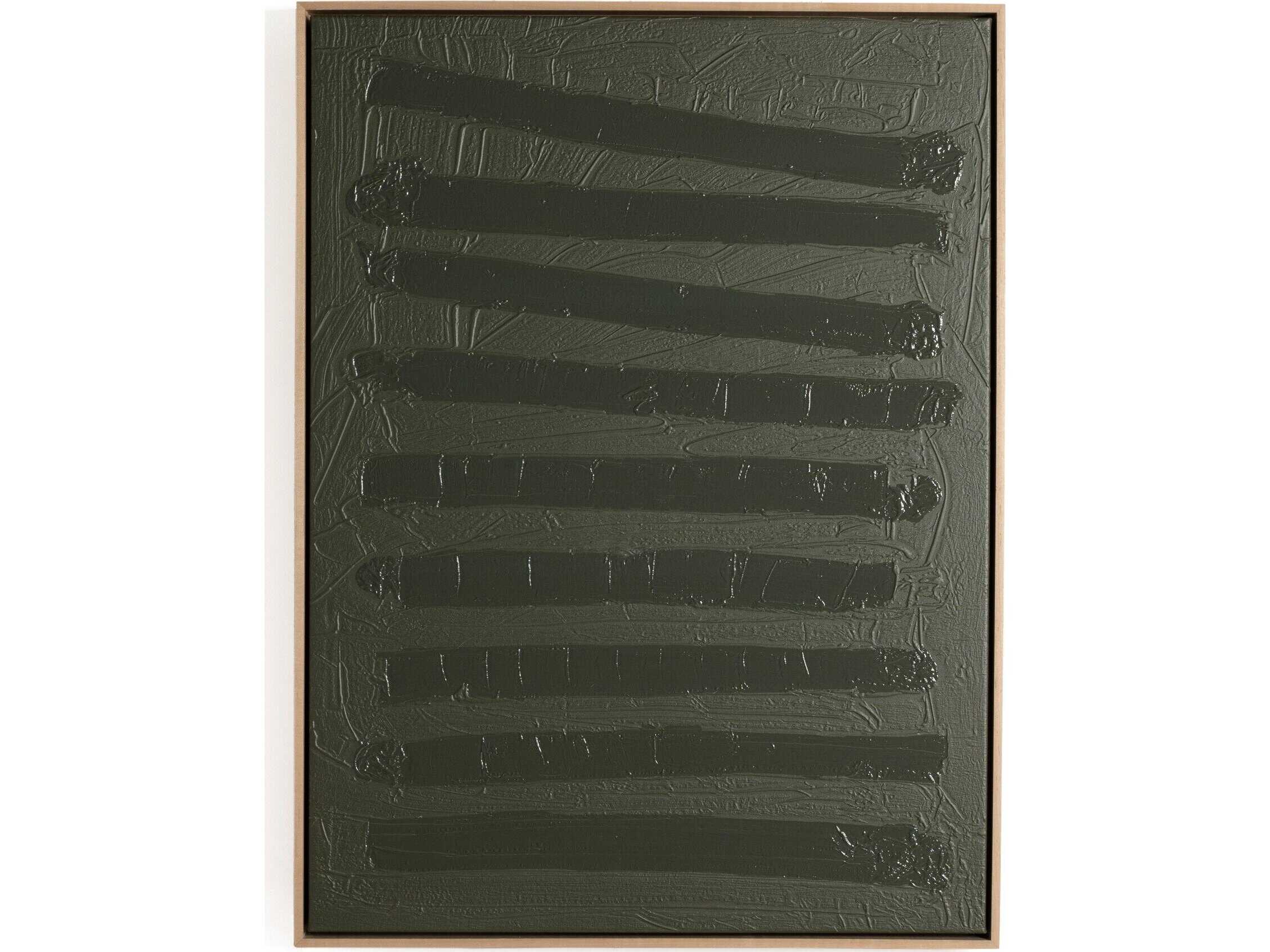 Four Hands Art Studio Free Form Lines I Olive by The Holly Collective Natural Maple Floater Canvas Wall Art