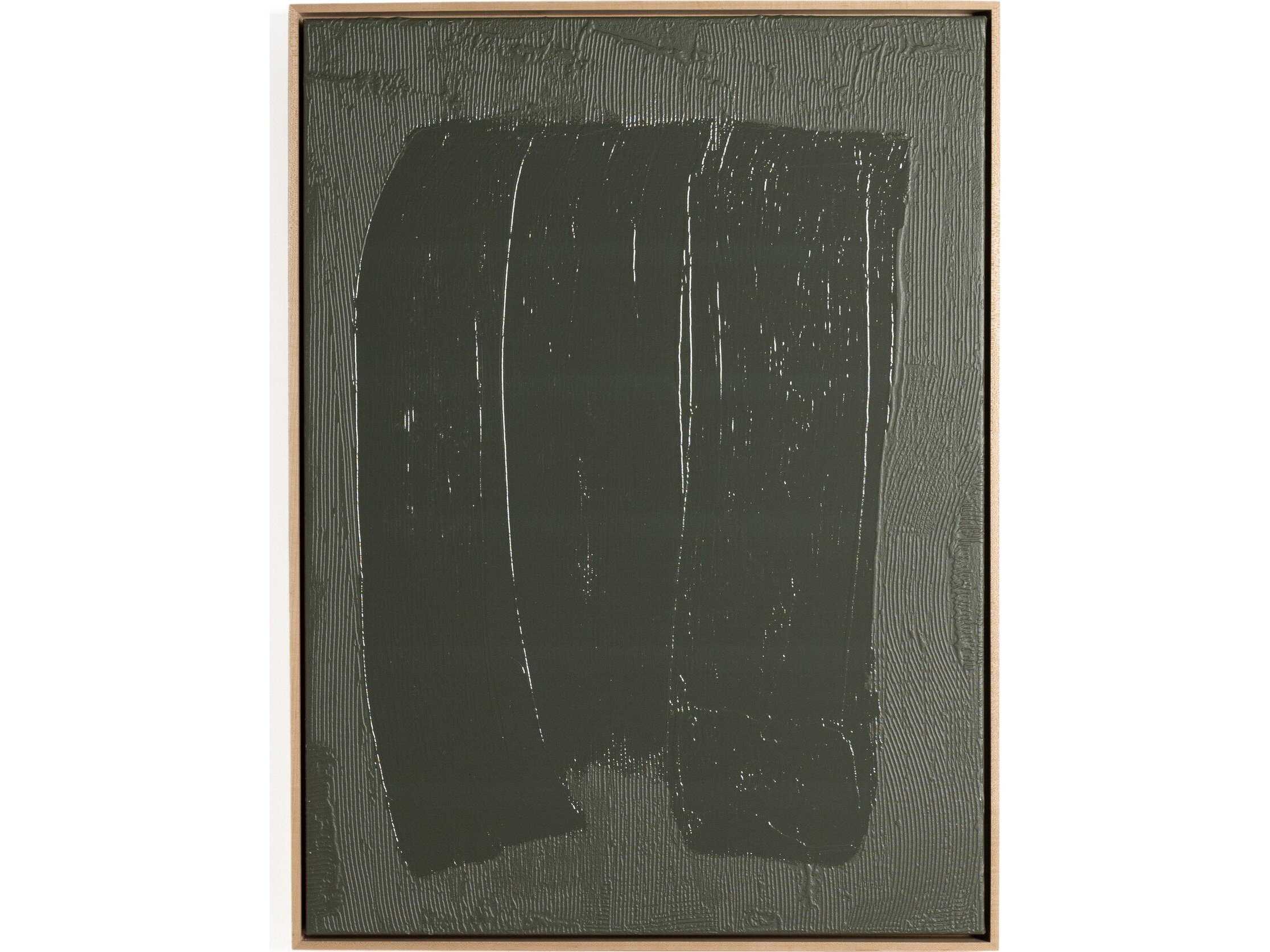 Four Hands Art Studio Free Form Lines II Olive by The Holly Collective Natural Maple Floater Canvas Wall Art