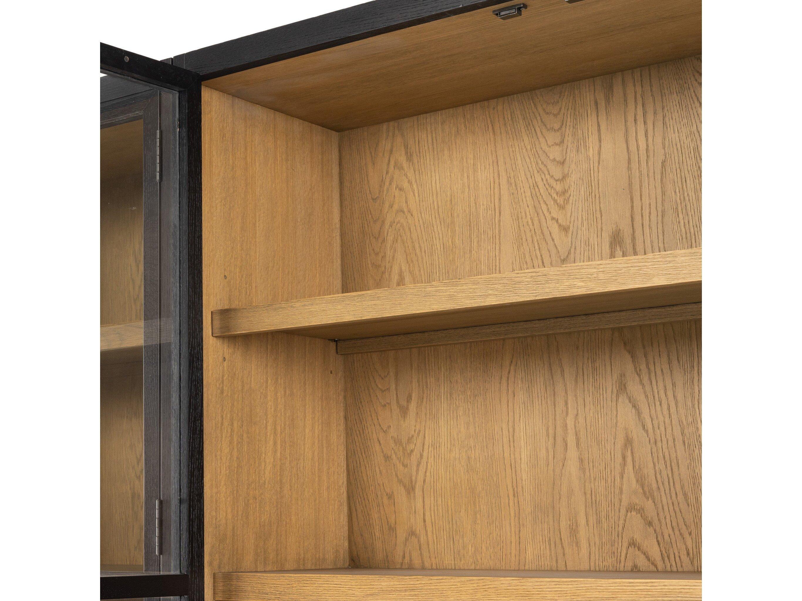 Four Hands Irondale Millie Oak Wood Drifted Matte Black Display Cabinet