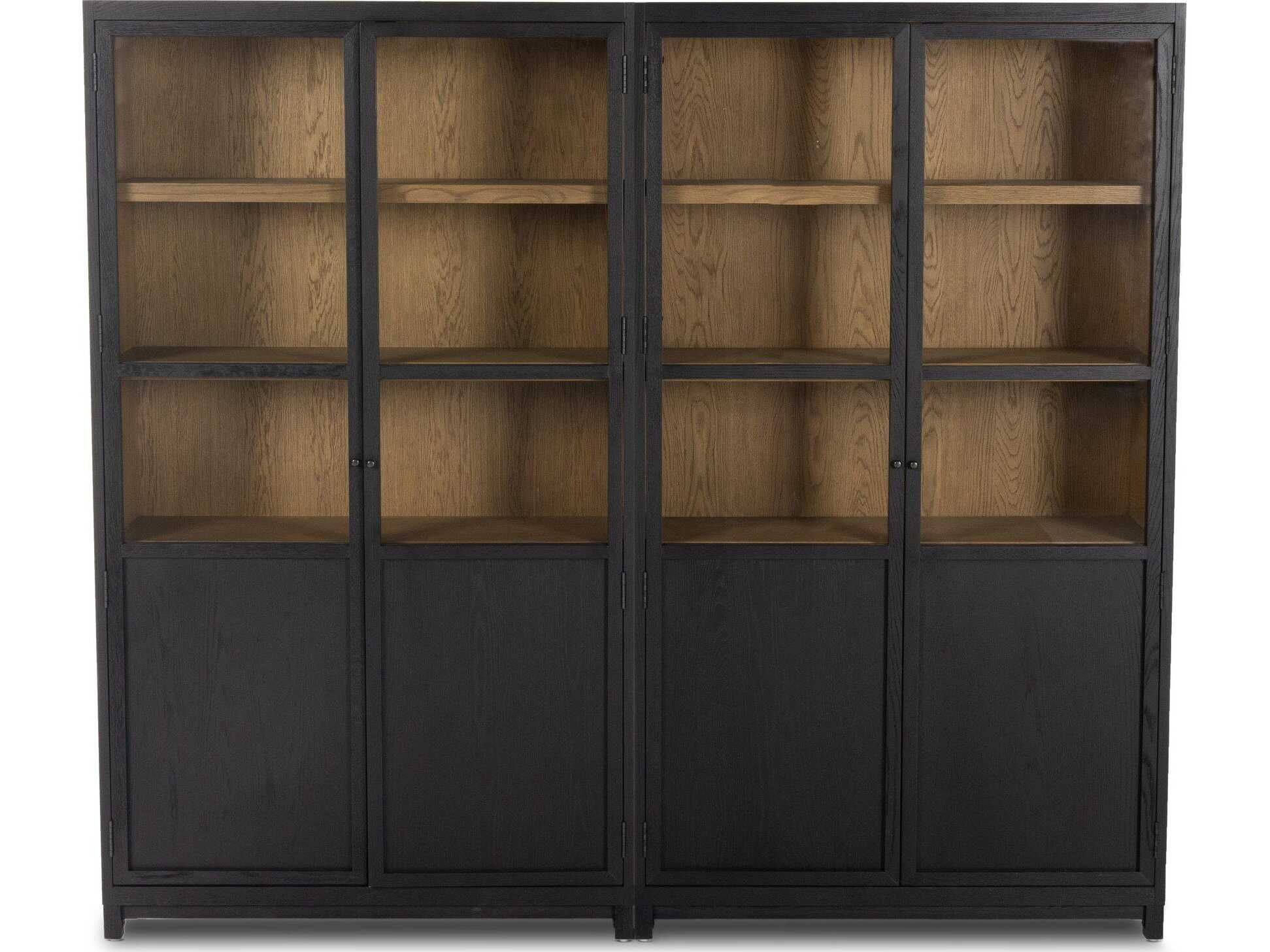 Four Hands Irondale Millie Oak Wood Drifted Matte Black Display Cabinet