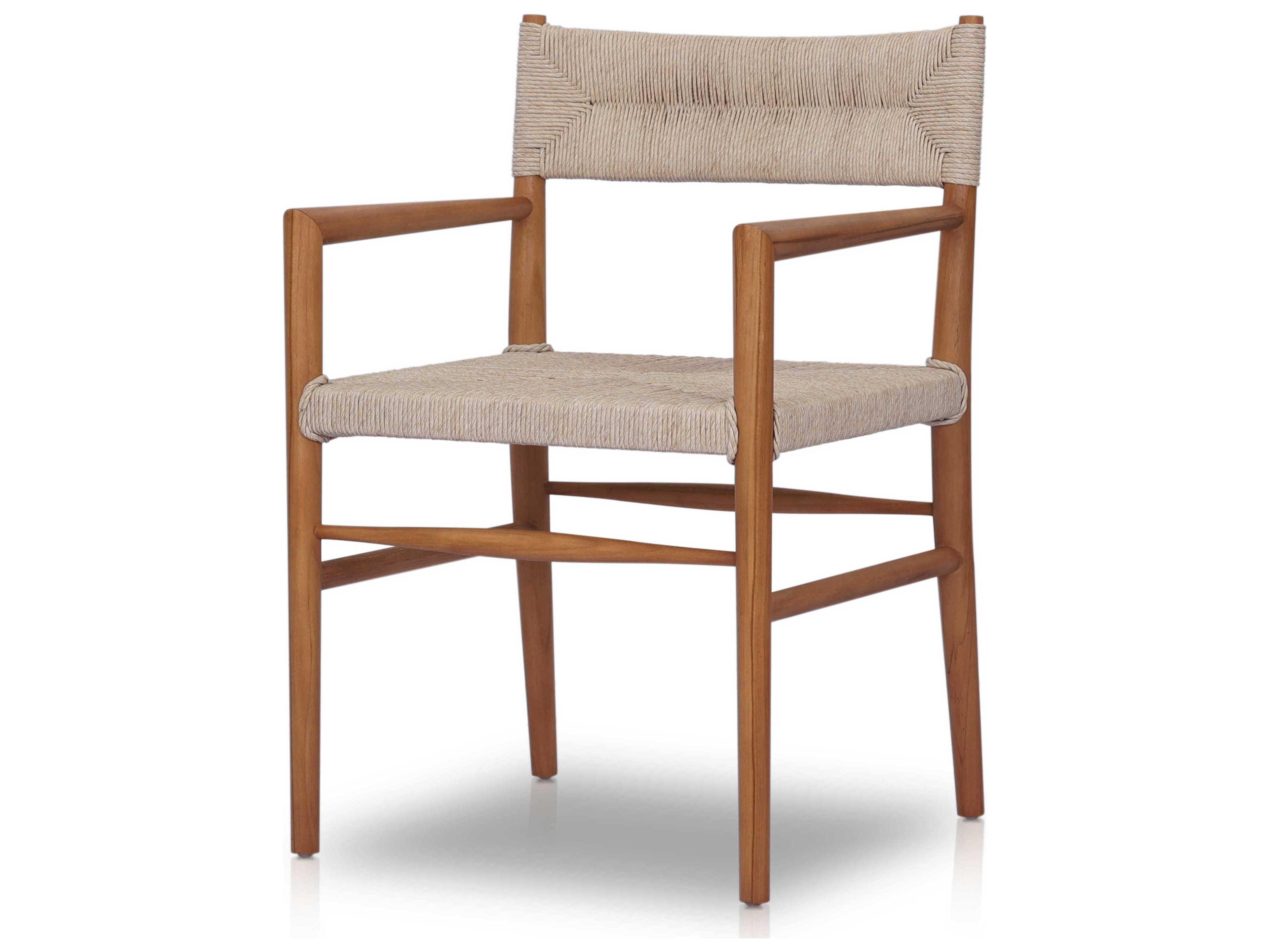 Four Hands Grass Roots Lomas Teak Wood Brown Arm Dining Chair