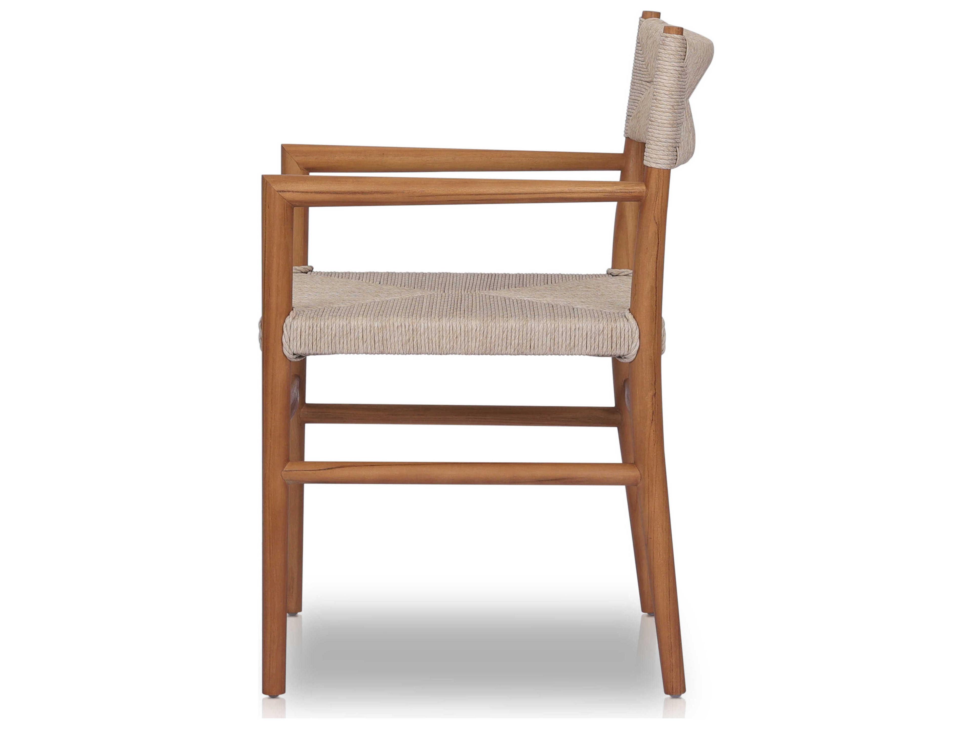Four Hands Grass Roots Lomas Teak Wood Brown Arm Dining Chair