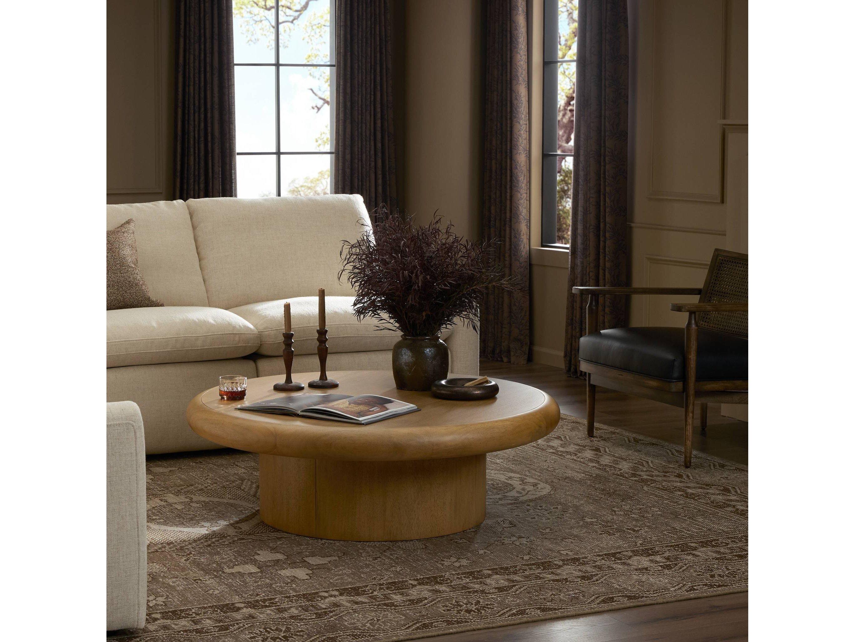 Four Hands Bolton Zach Round Burnished Parawood Veneer Coffee Table